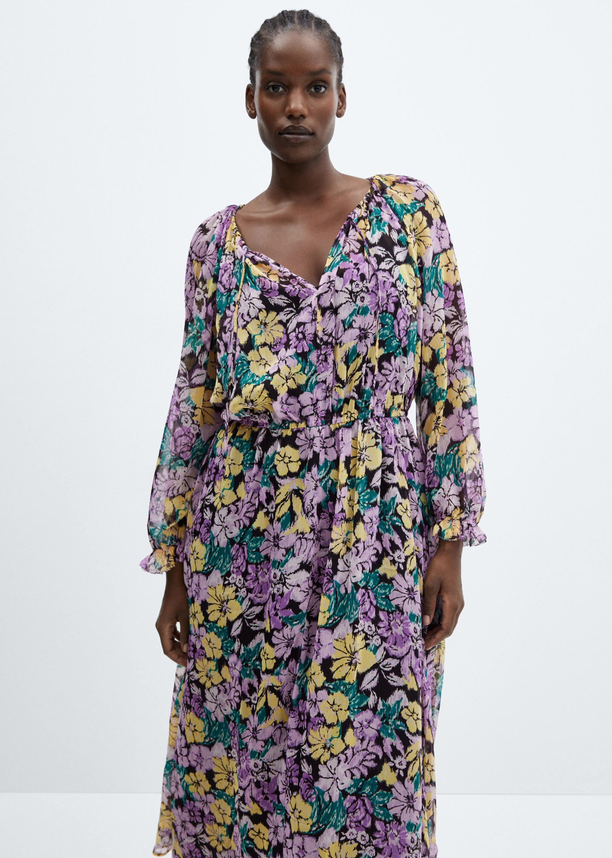 Textured floral-pattern dress - Details of the article 5