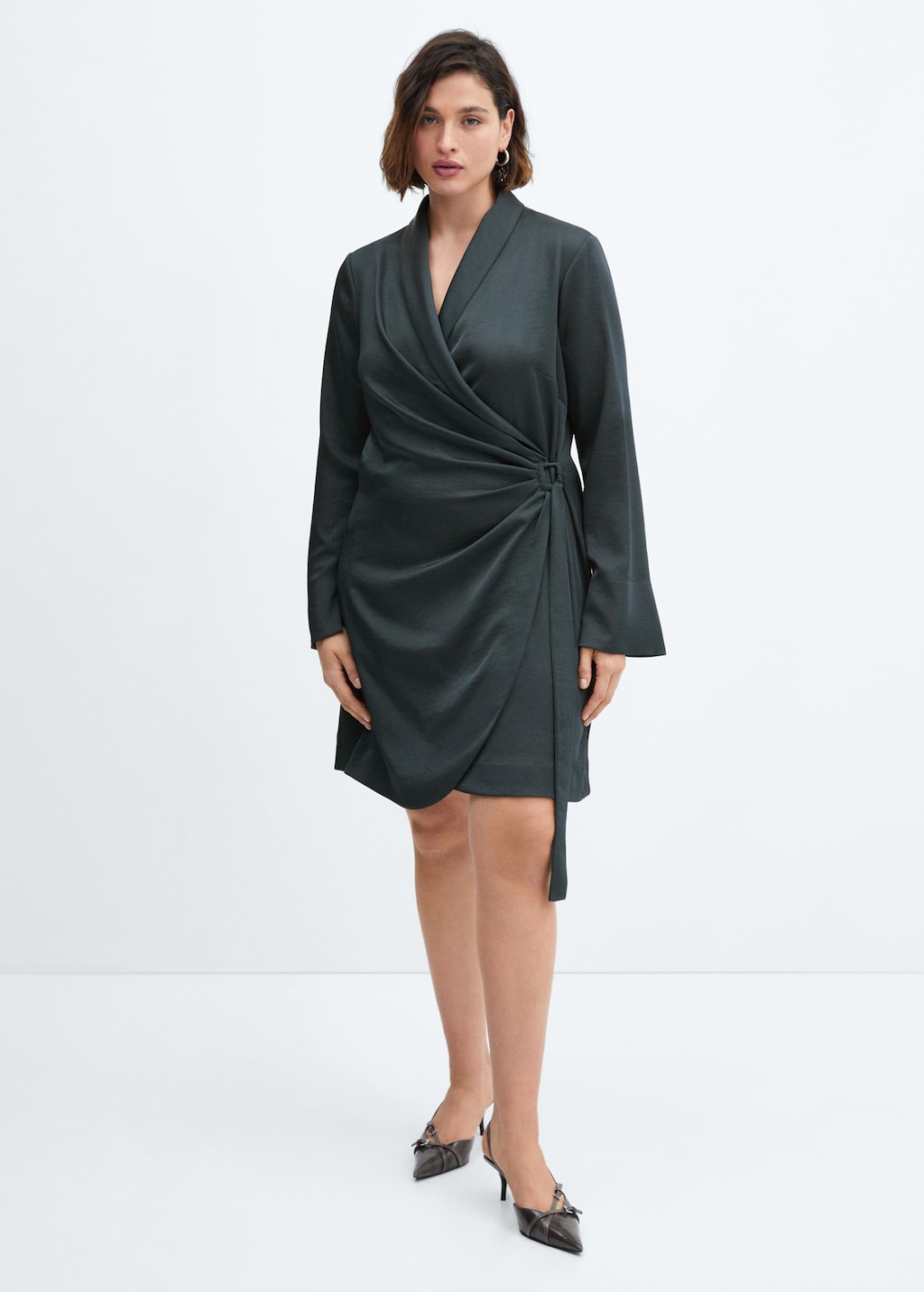 Satin wrap detail dress cheap