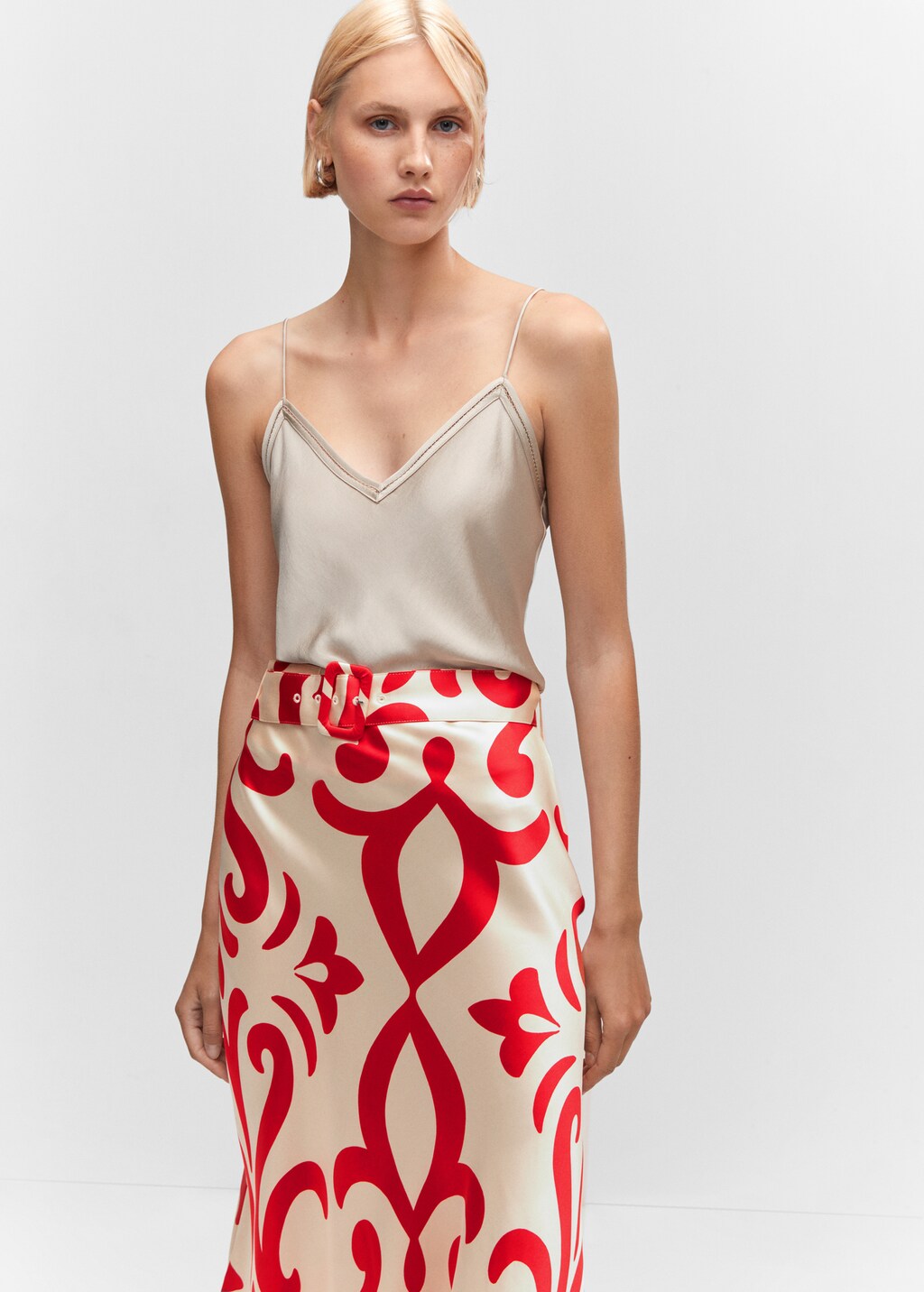 Belt printed skirt - Women | MANGO OUTLET USA