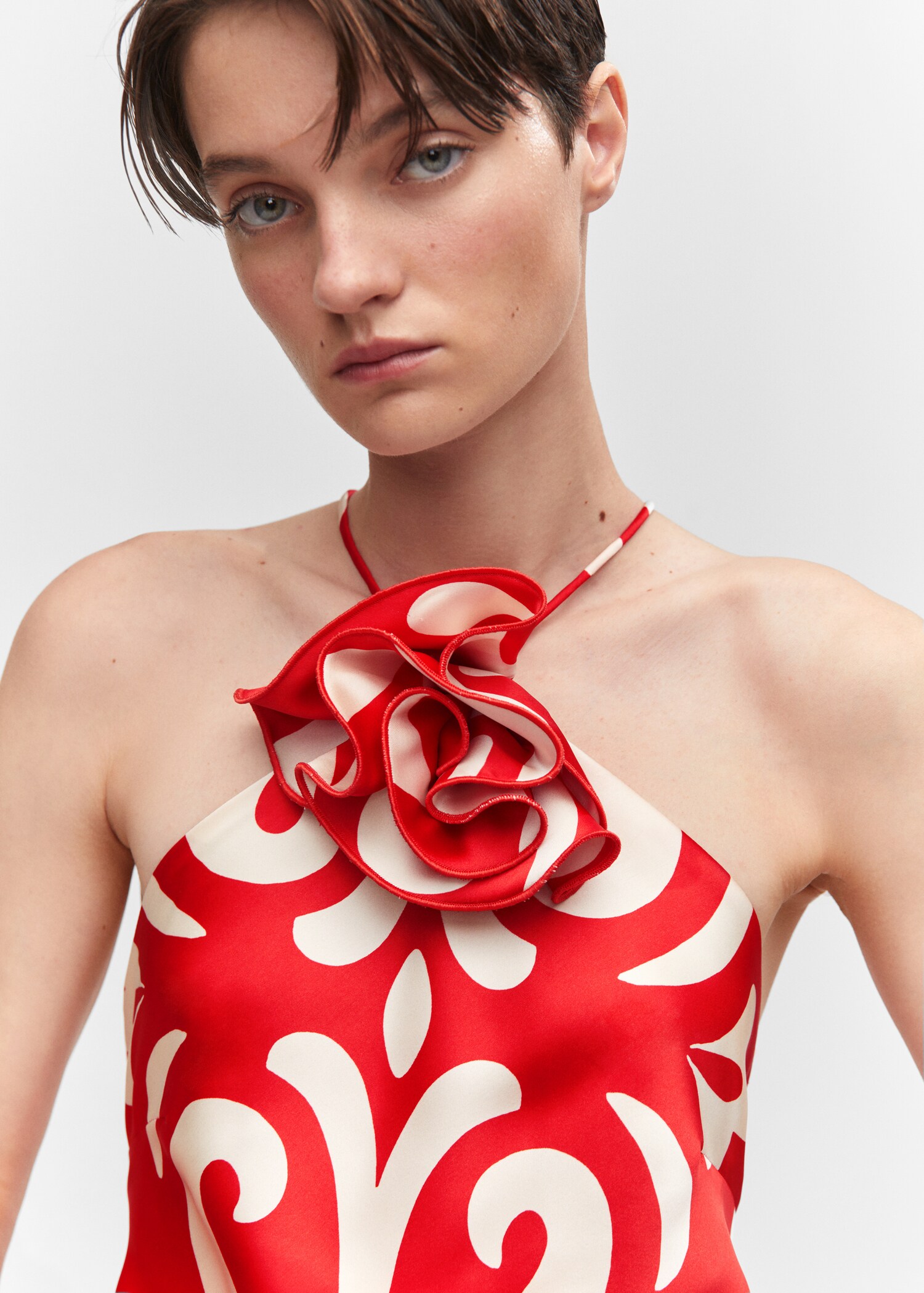 Halter dress with flower detail - Details of the article 1