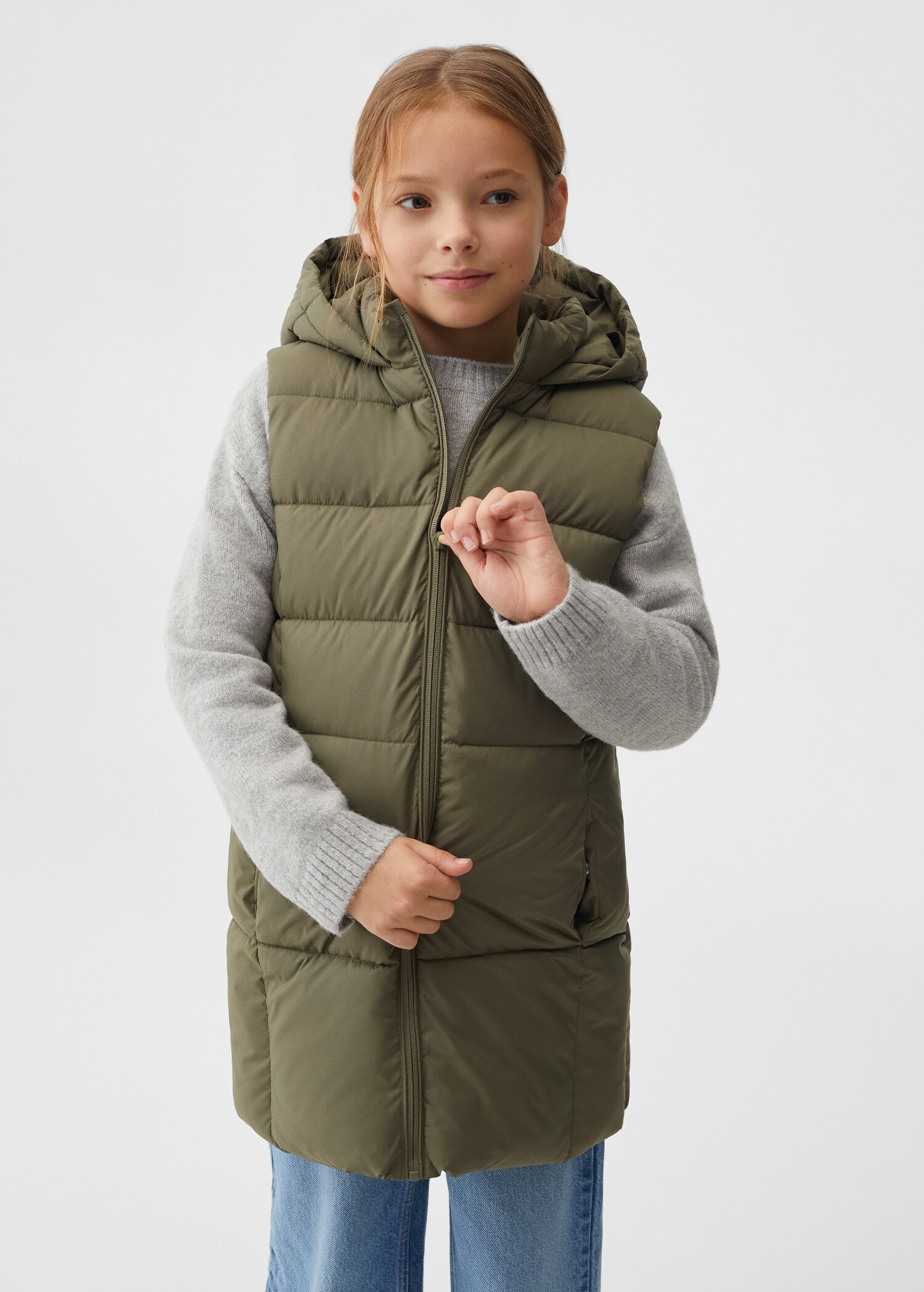 Long quilted gilet - Medium plane