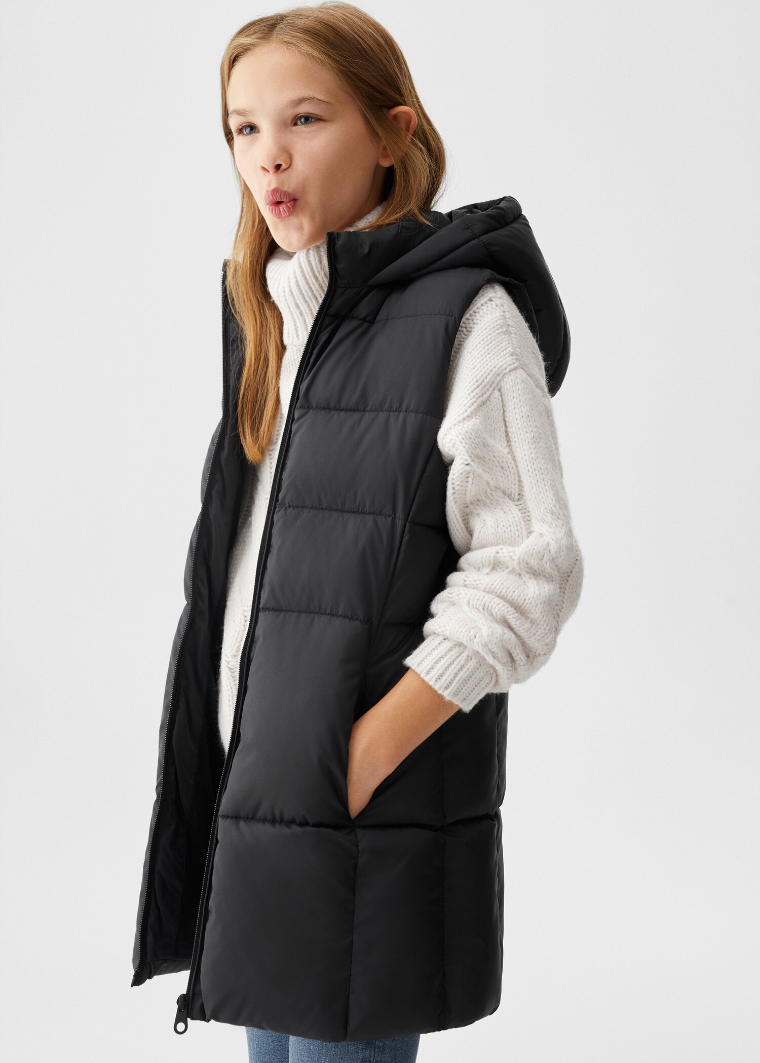 Long quilted gilet - Medium plane