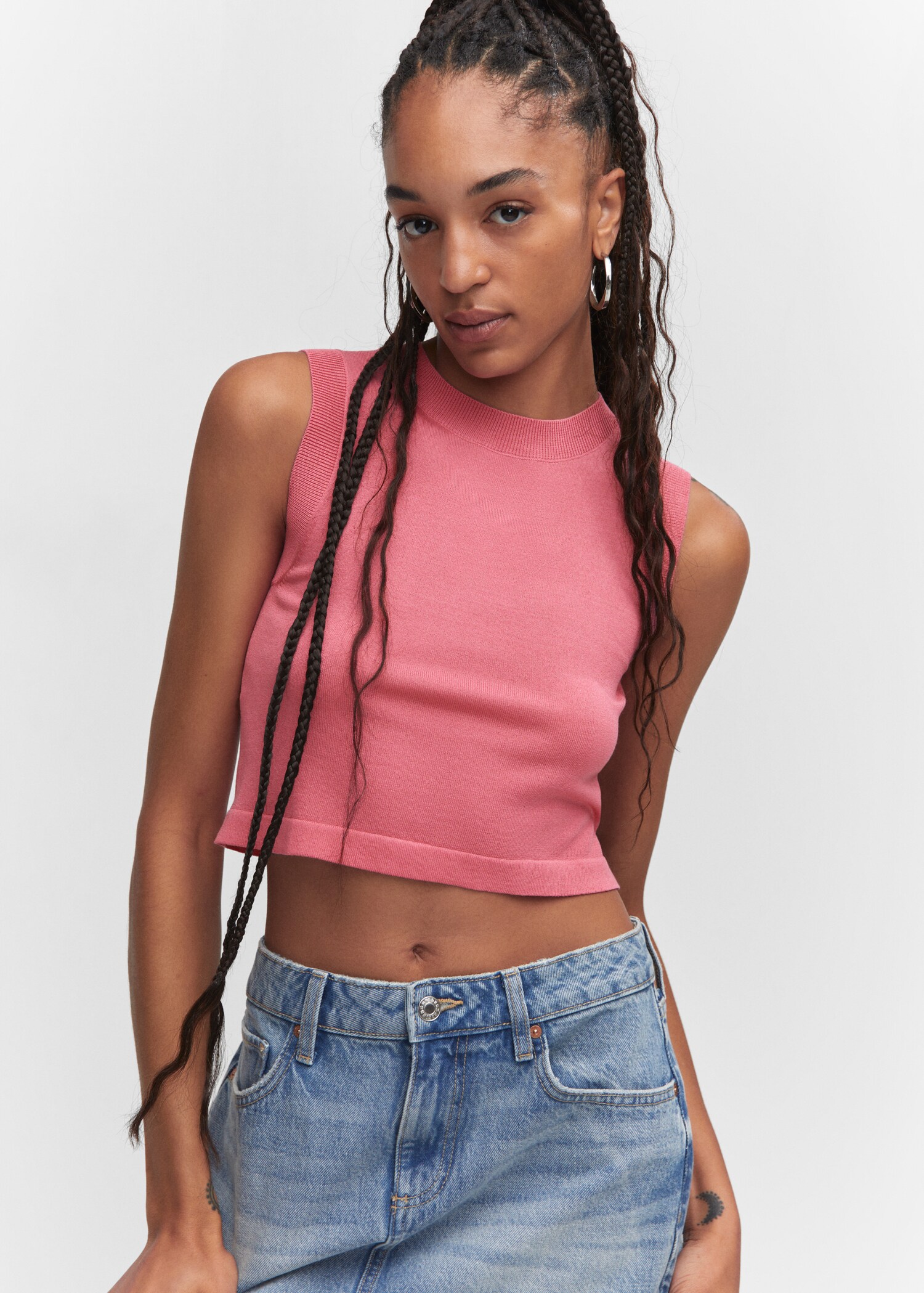 Crop top halter neck - Medium plane