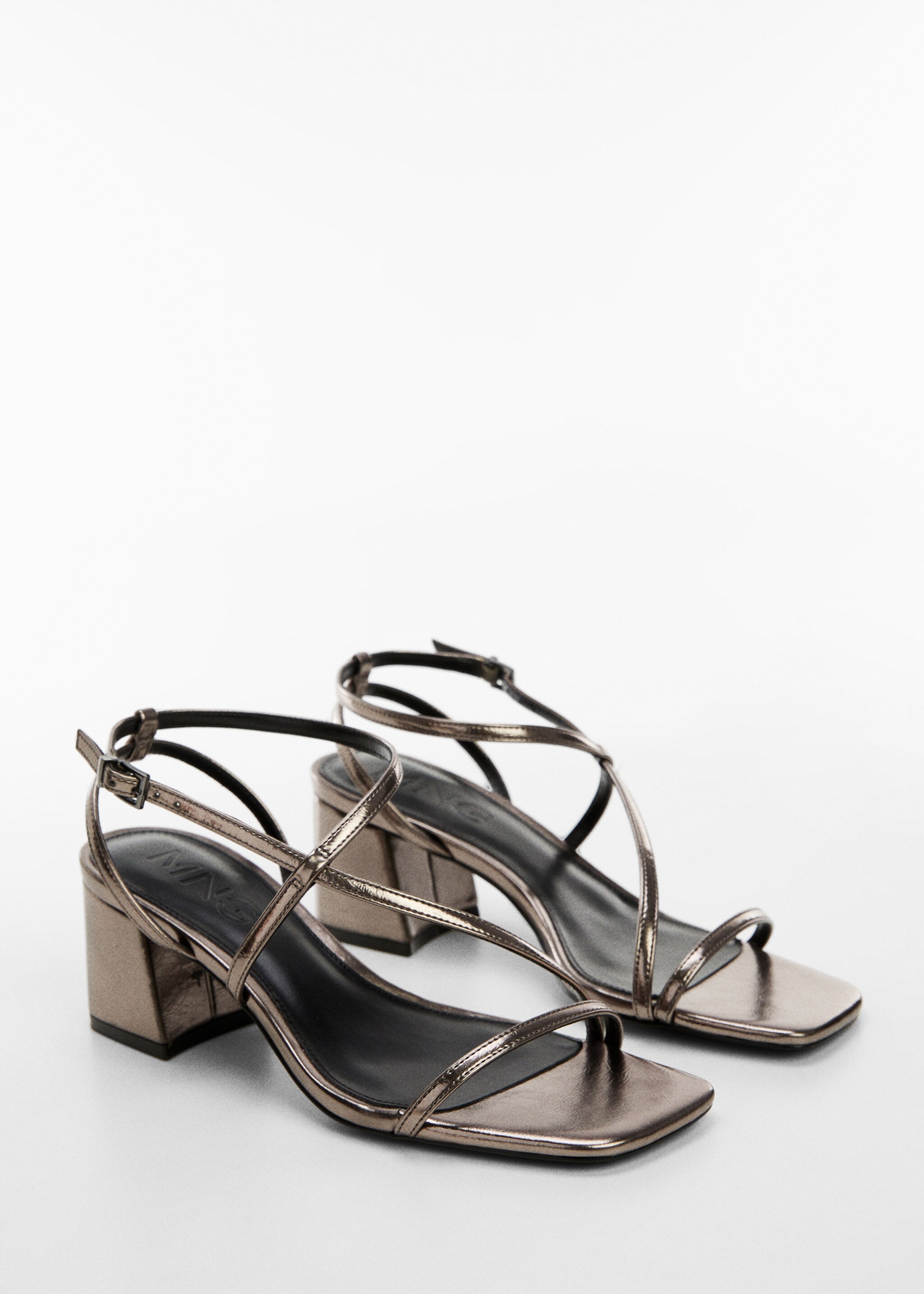 Ankle-cuff heeled sandals - Medium plane, Dark Silver. Ref: 57034007-00.