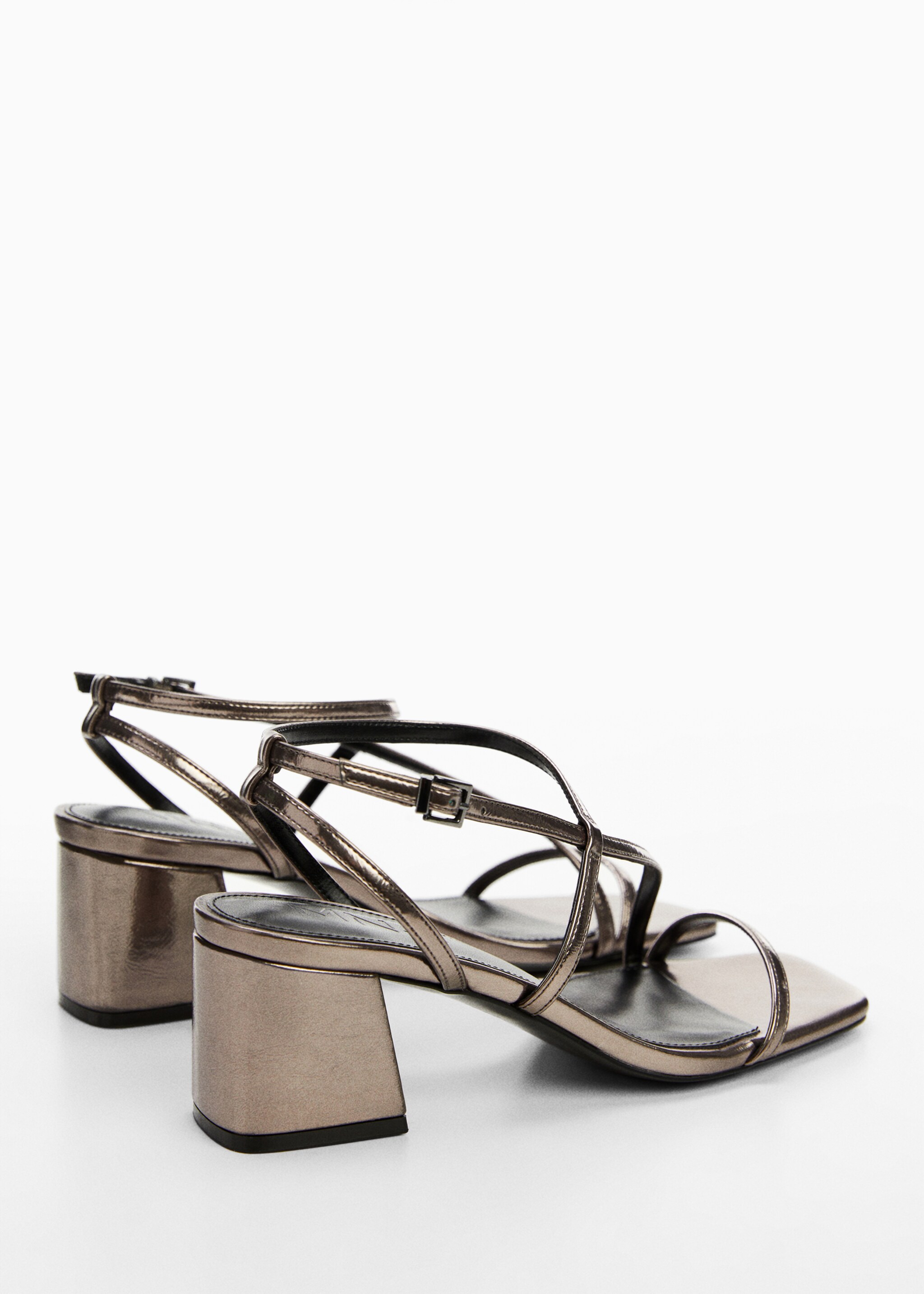 Ankle-cuff heeled sandals - Details of the article 1, Dark Silver. Ref: 57034007-00.