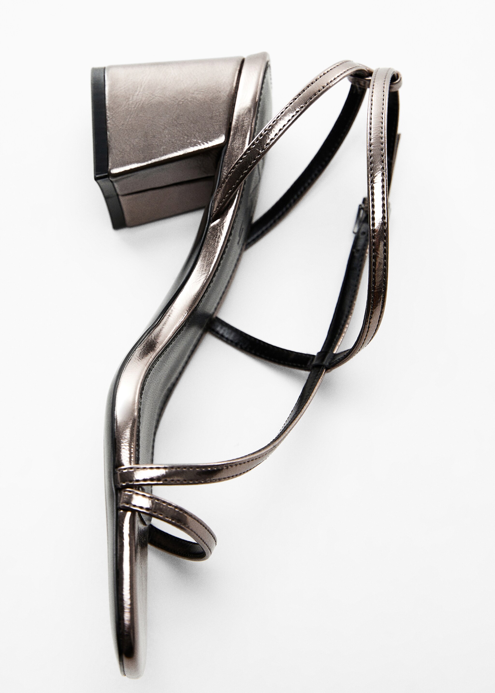 Ankle-cuff heeled sandals - Details of the article 5, Dark Silver. Ref: 57034007-00.