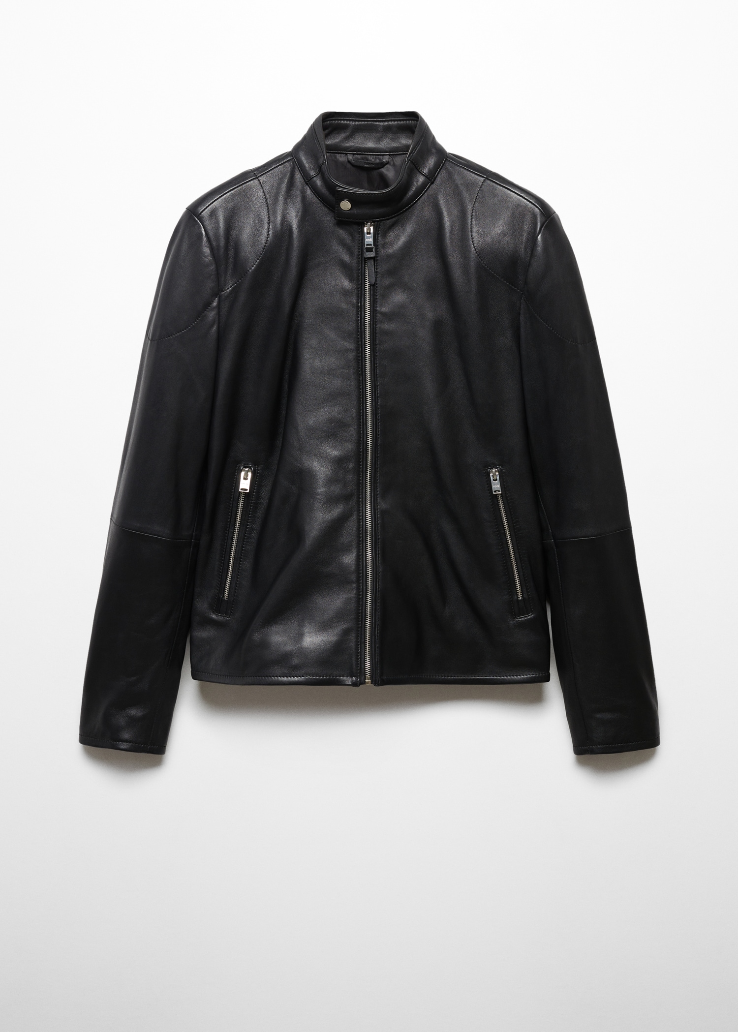 Zip-detail leather biker jacket Men MANGO OUTLET USA