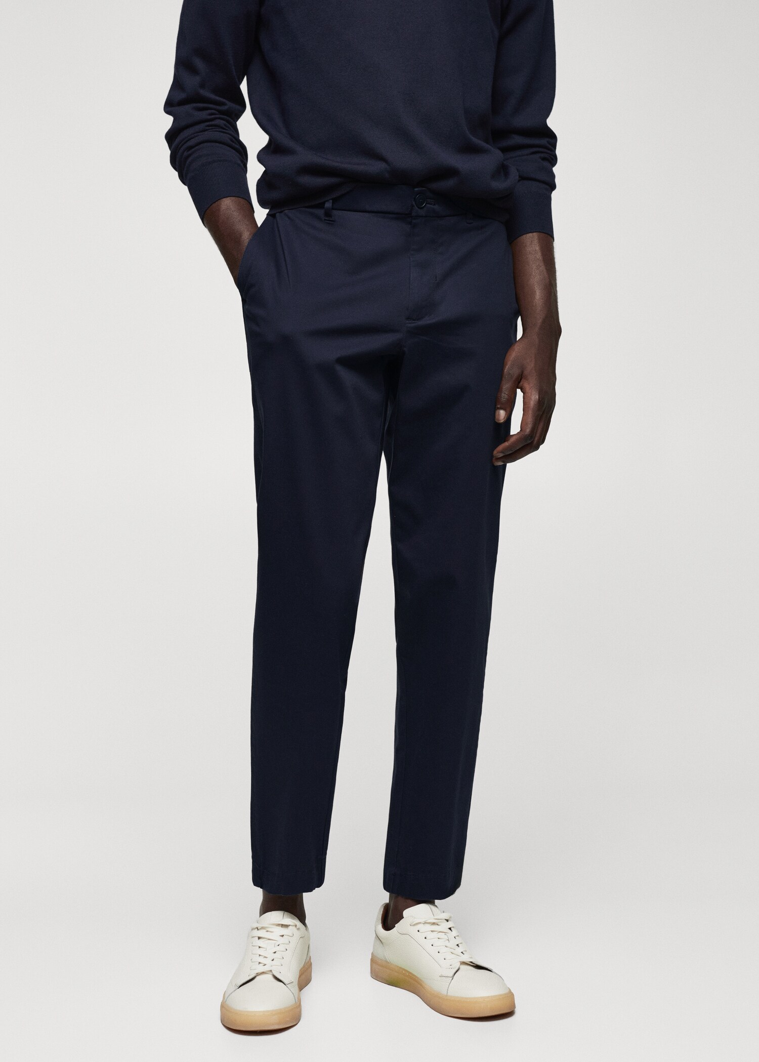 Slim-fit stretch cotton trousers - Medium plane