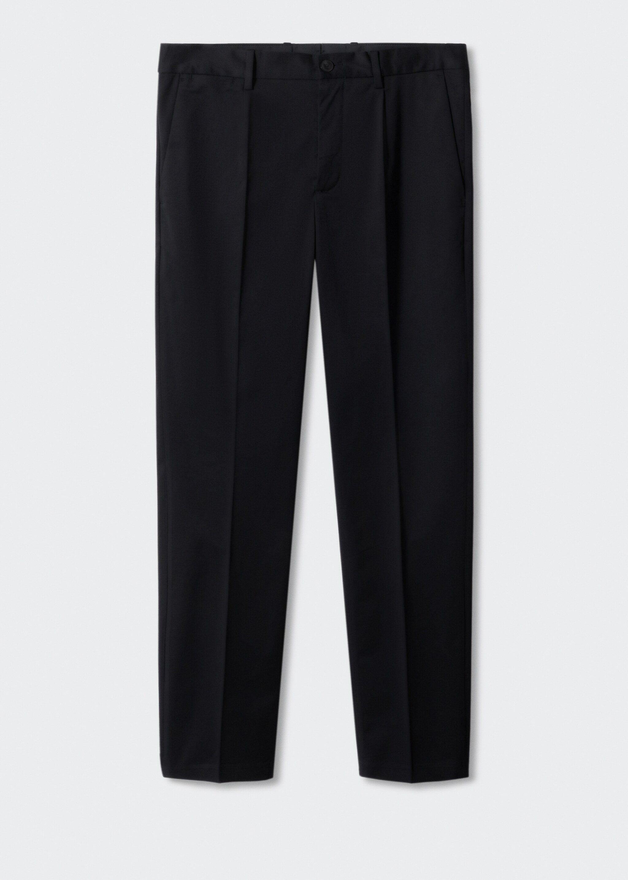 Slim-fit pleated cotton chinos - Article without model, Black. Ref: 57034392-00.