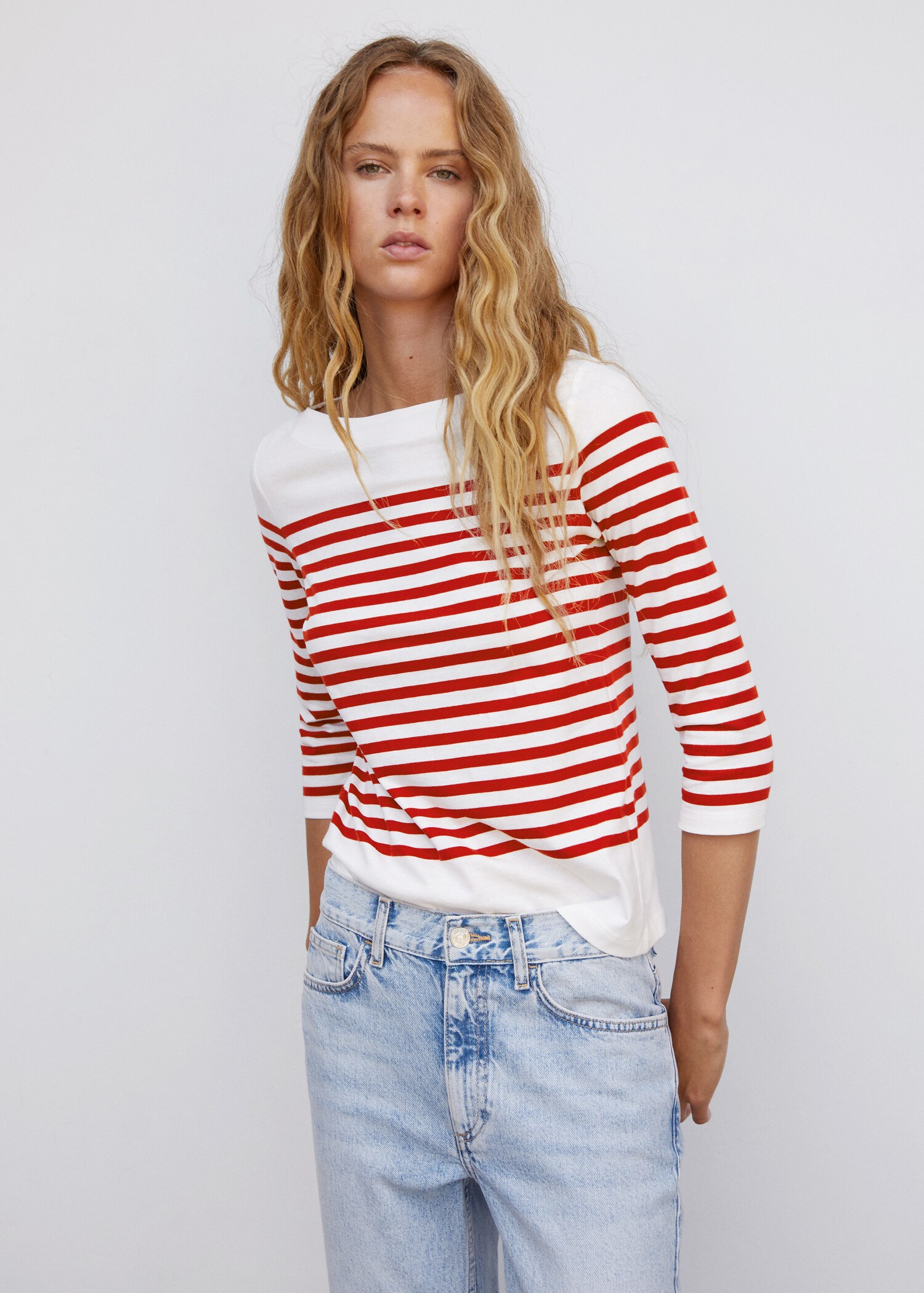 Striped boat-neck t-shirt - Medium plane