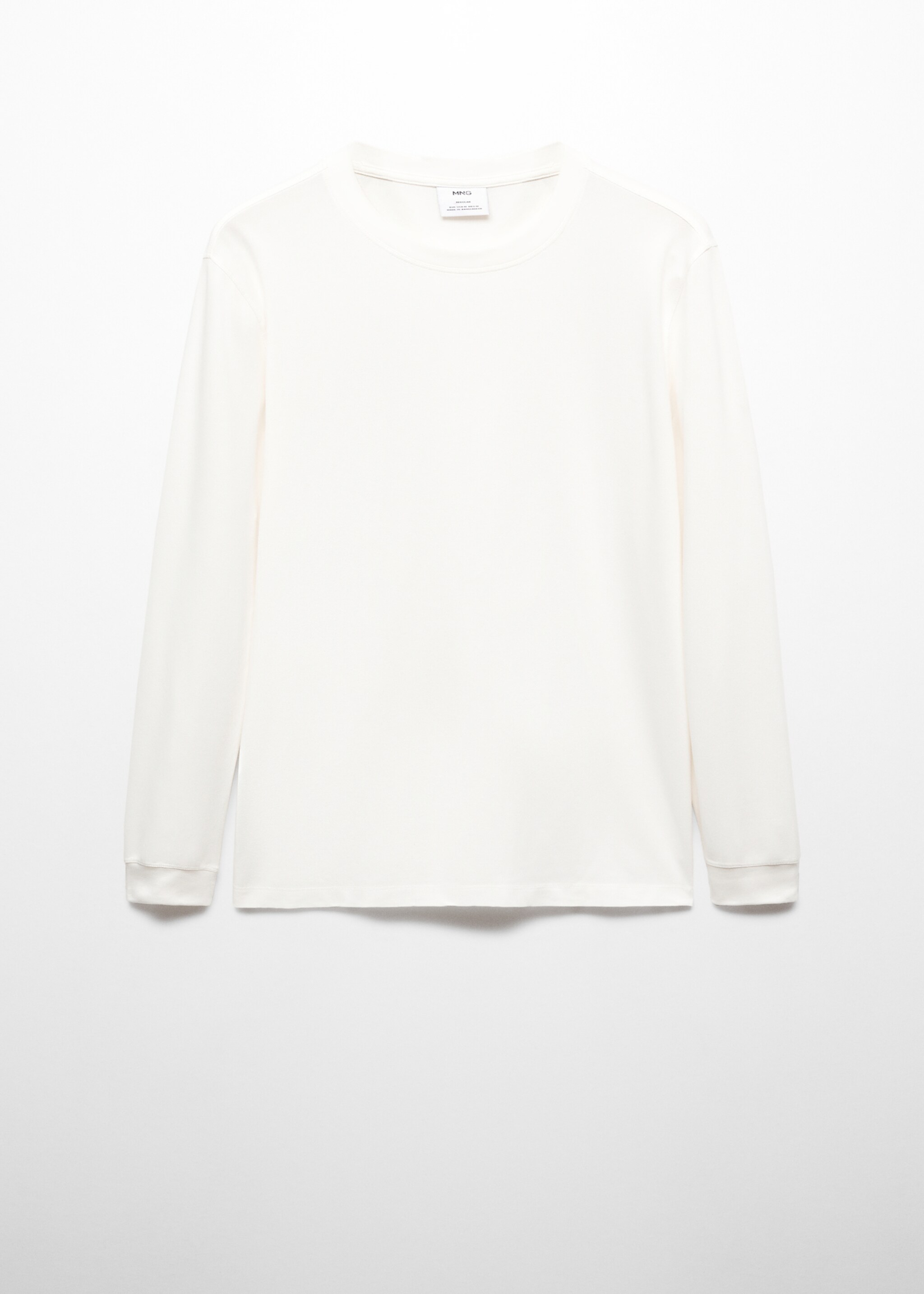 Long-sleeved pique cotton t-shirt - Article without model, White. Ref: 57034406-00.