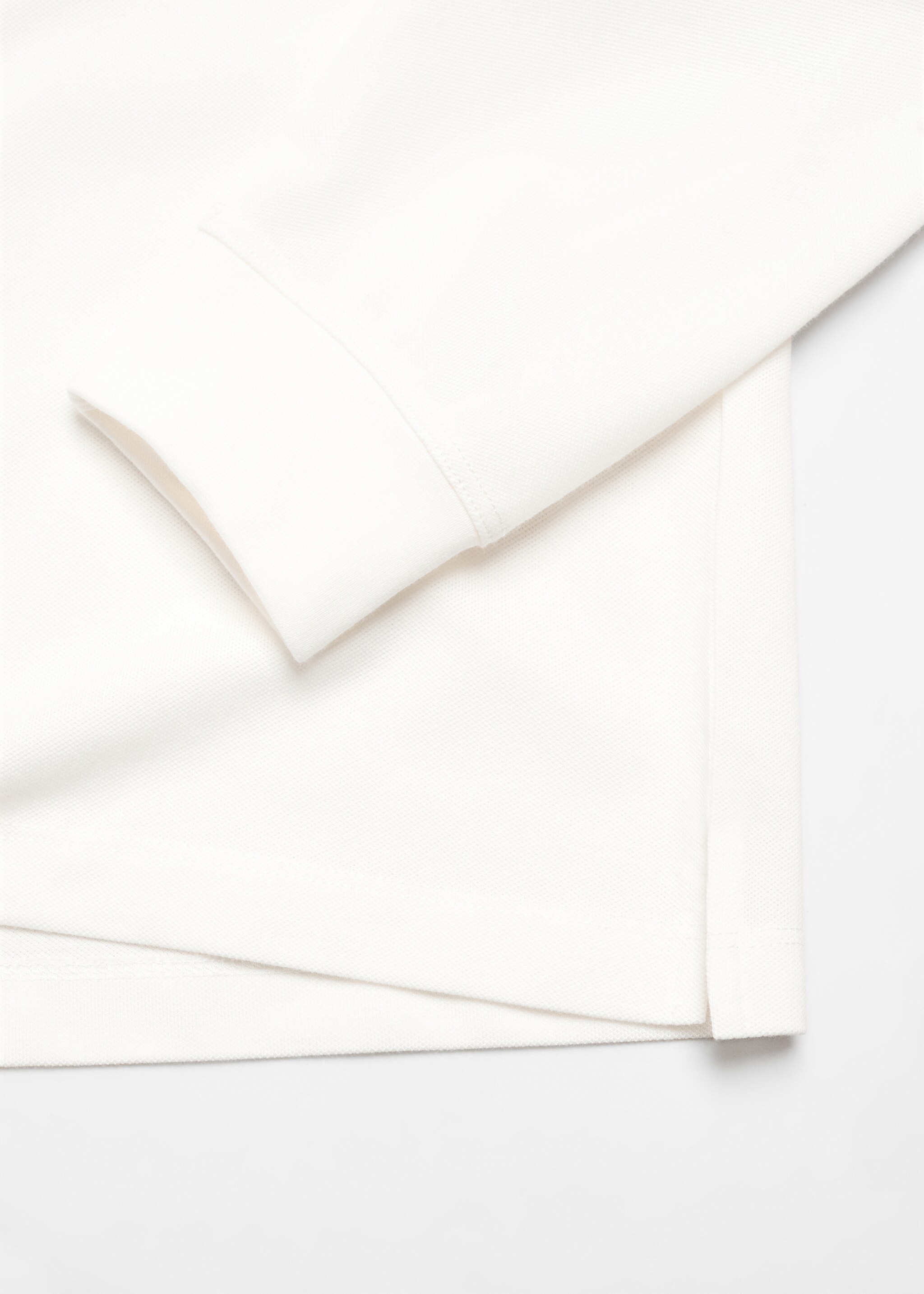 Long-sleeved pique cotton t-shirt - Details of the article 8, White. Ref: 57034406-00.