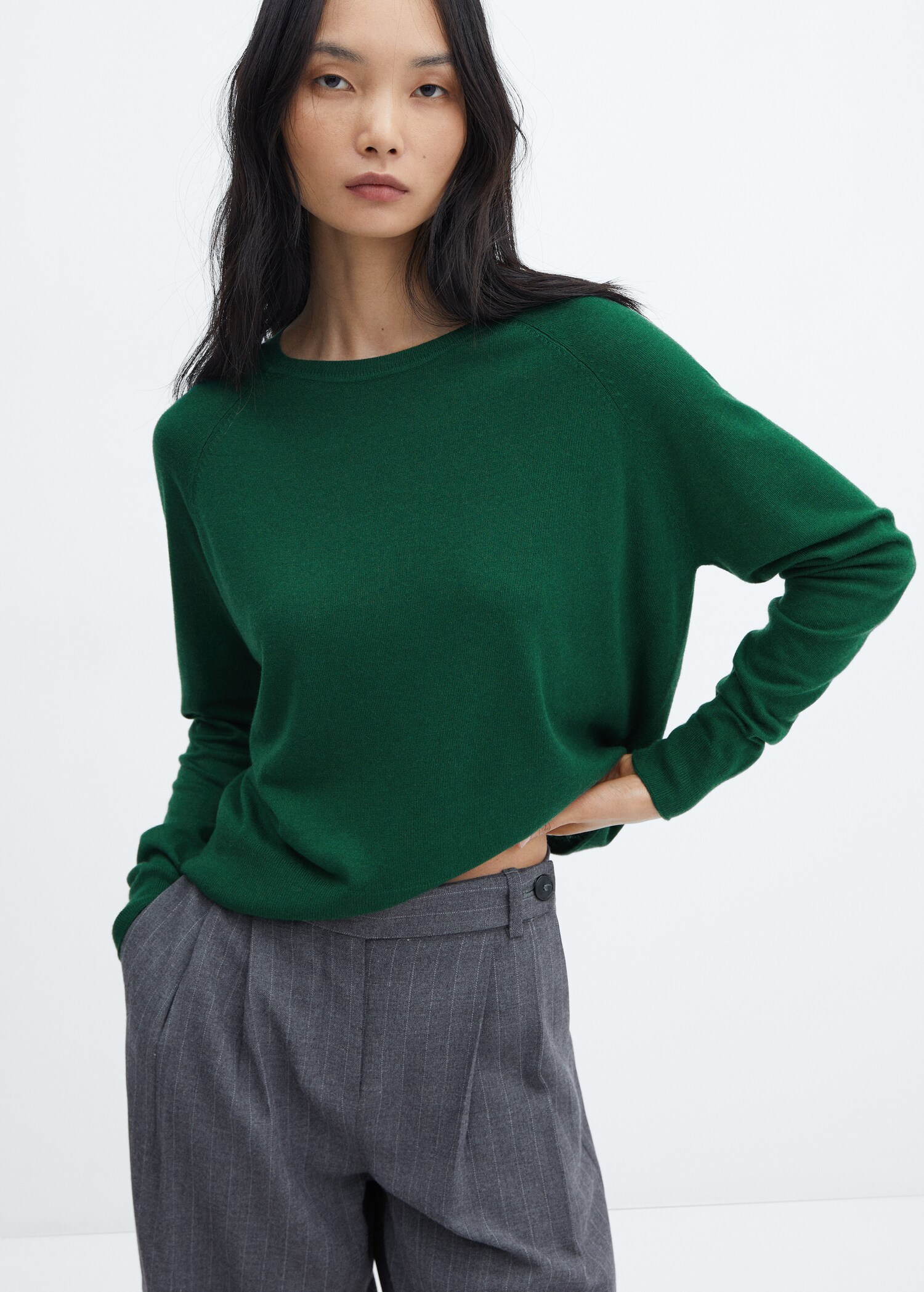 Fine-knit crew-neck sweater - Medium plane