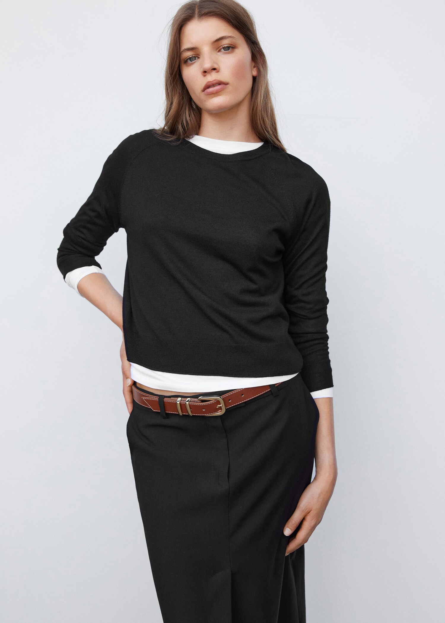 Fine-knit crew-neck sweater - Medium plane