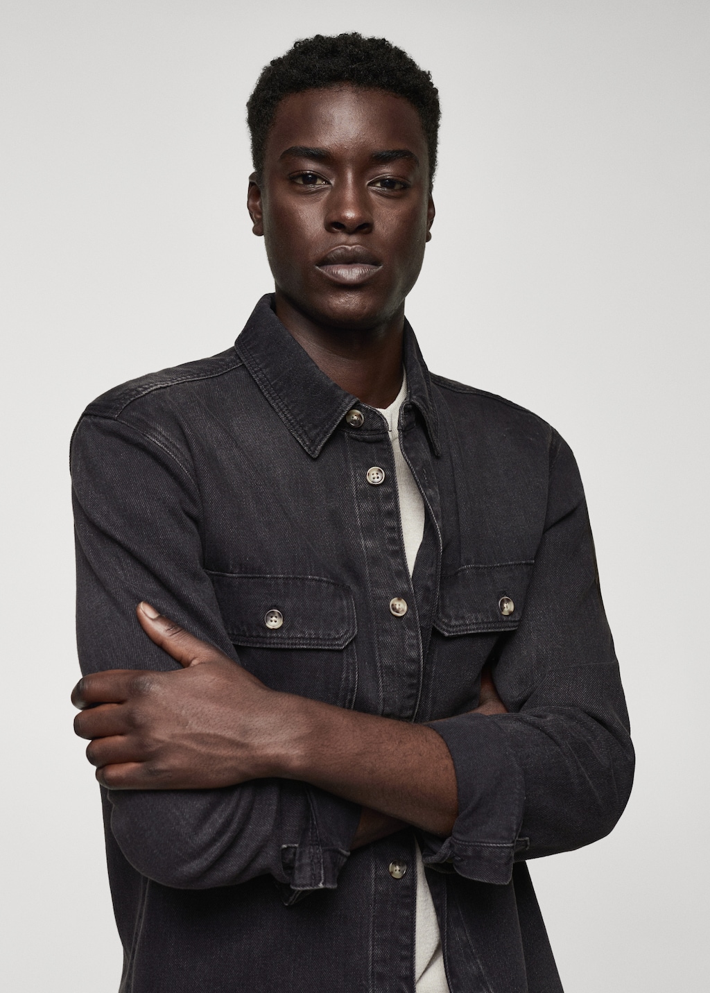 Cotton denim overshirt with pockets Men MANGO OUTLET Norway