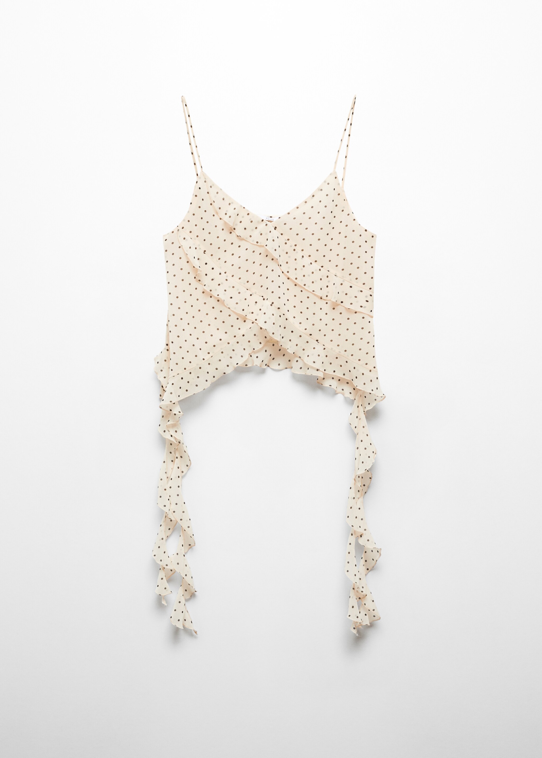 Chiffon ruffle top - Article without model, Ecru. Ref: 57034431-00.