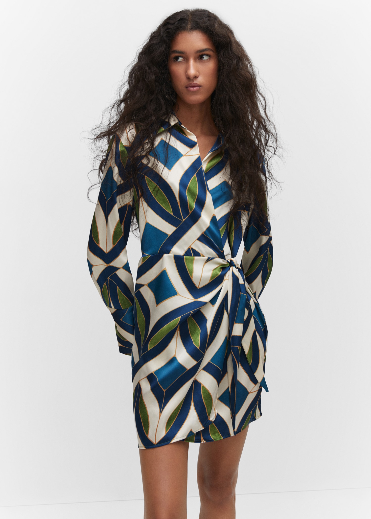 Printed satin dress Women MANGO OUTLET USA - Main Image