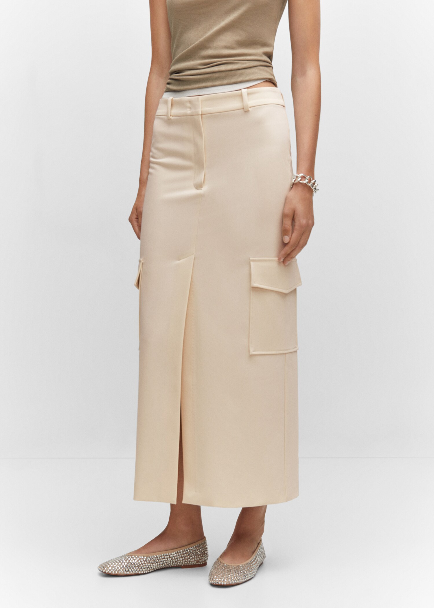 Cargo skirt with slit - Medium plane