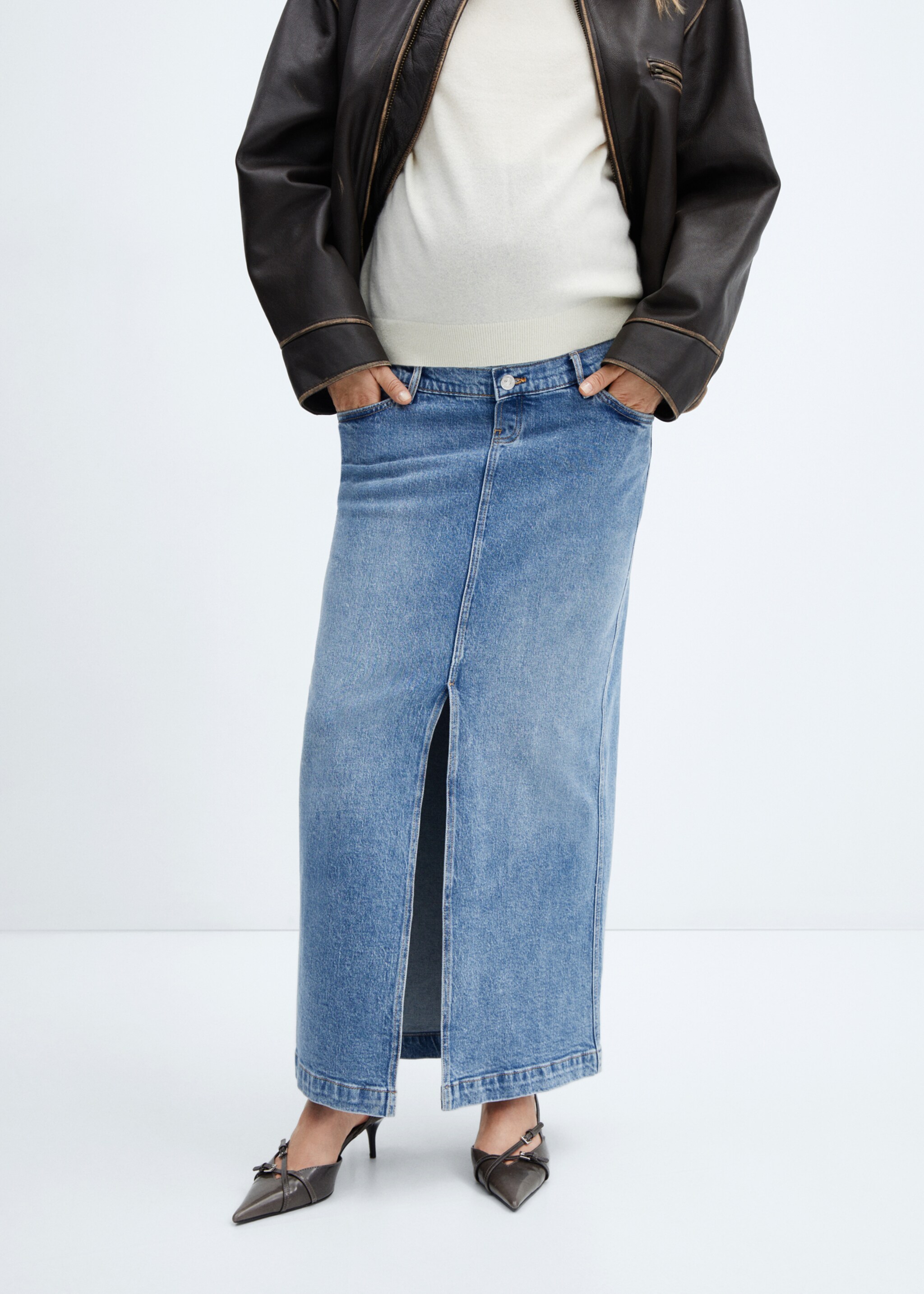 Denim maternity skirt - Medium plane, Medium Blue. Ref: 57034768-00.