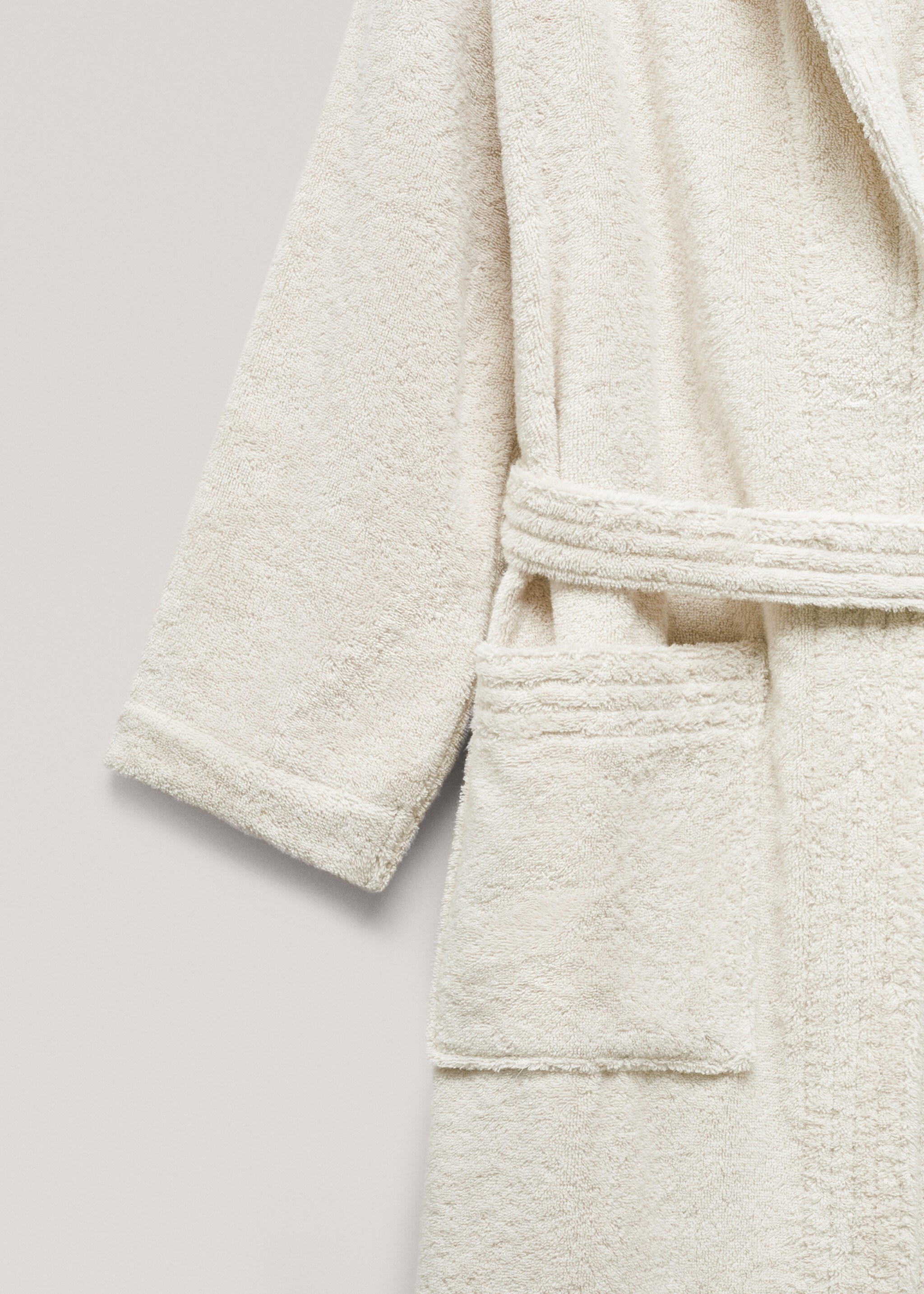 100% cotton bathrobe - Details of the article 1, Beige. Ref: 57034786-00.