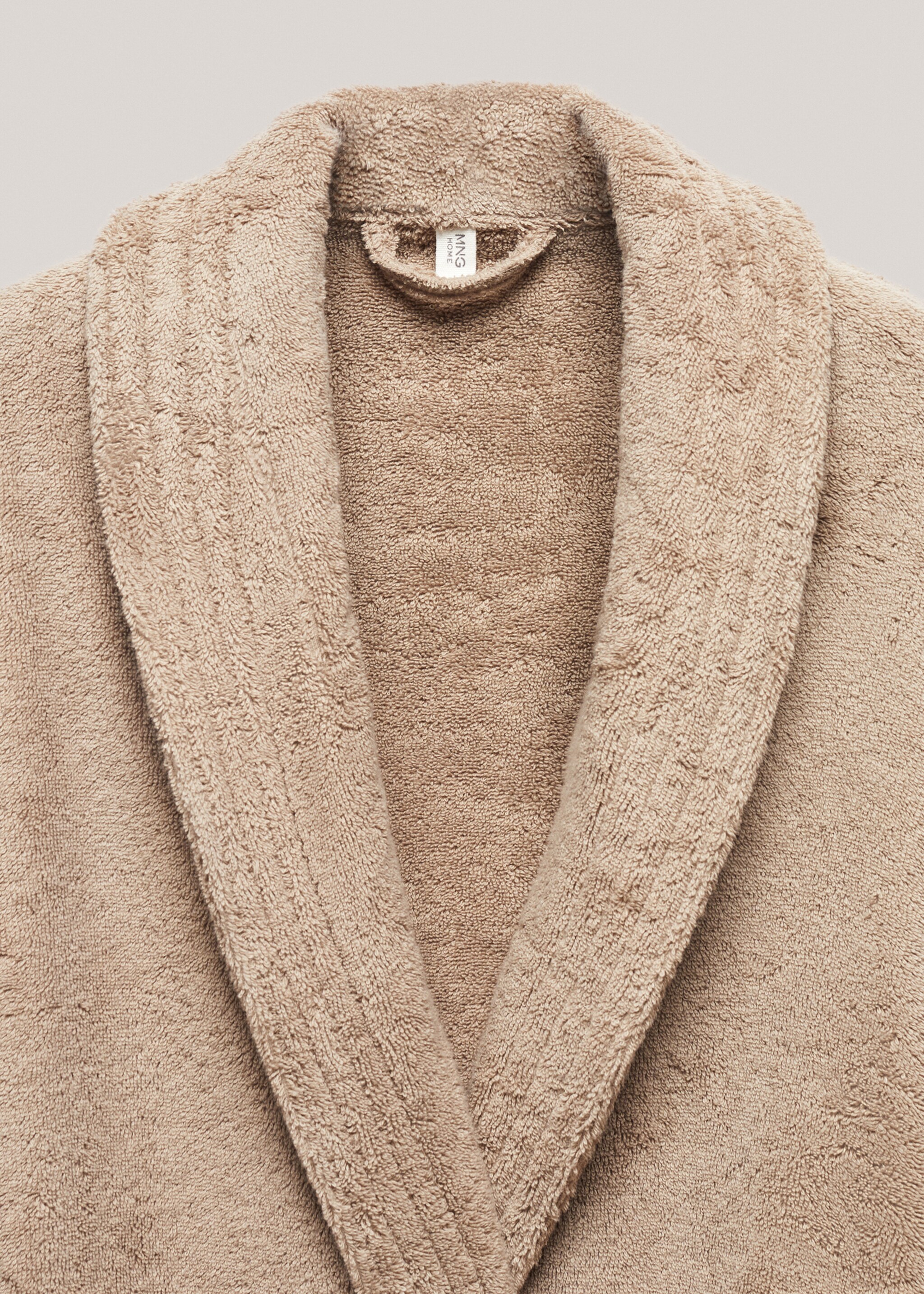 100% cotton bathrobe - Details of the article 2, Brown. Ref: 57034786-00.