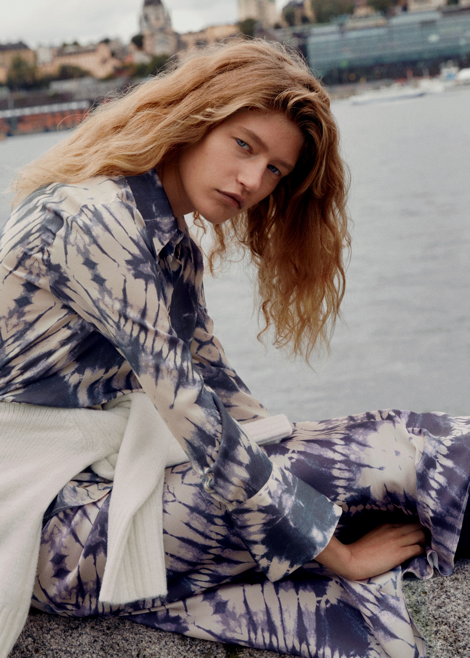 Satin tie-dye shirt Women MANGO OUTLET USA