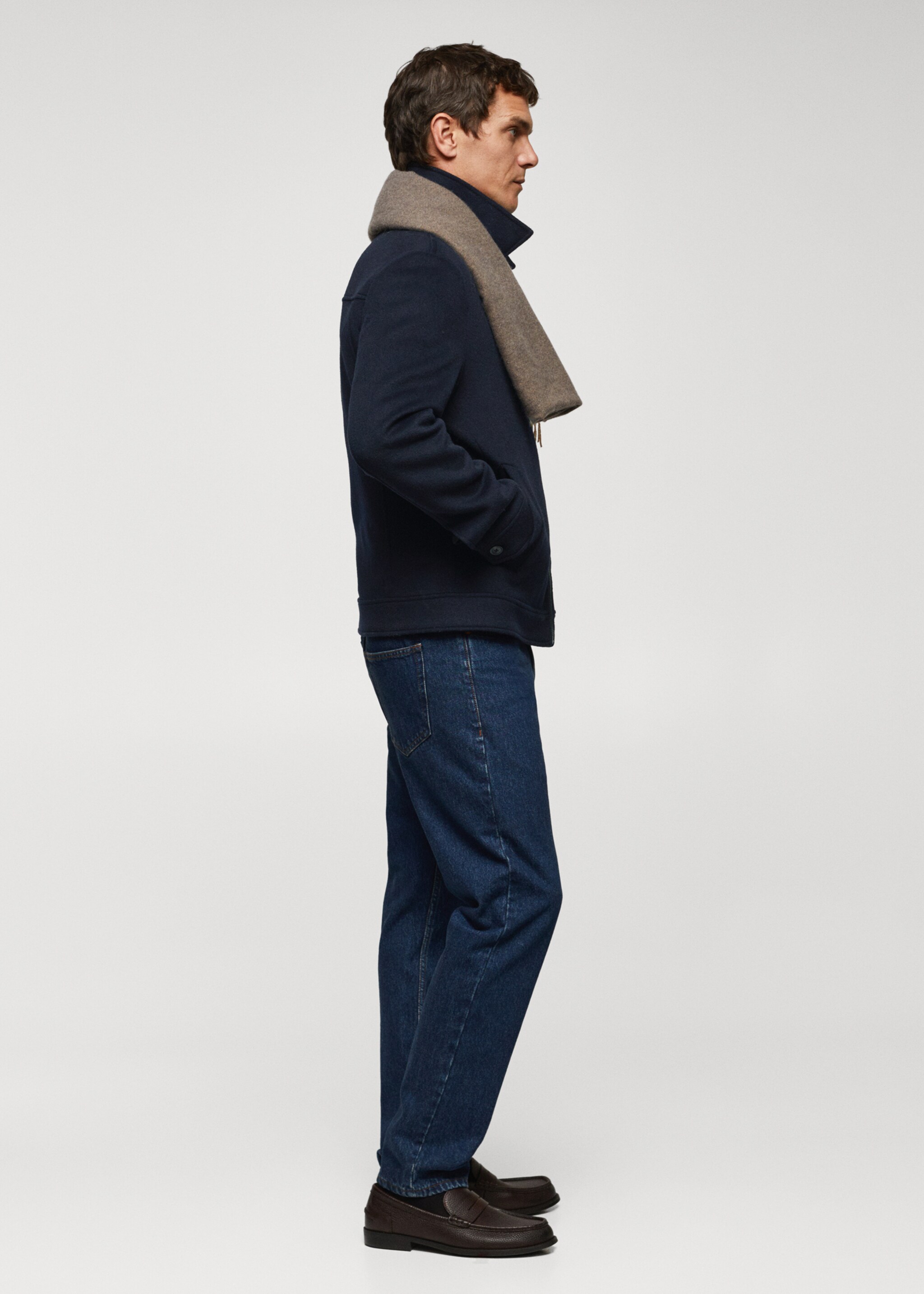 Straight recycled wool jacket - Details of the article 2, Dark Navy. Ref: 57035950-00.