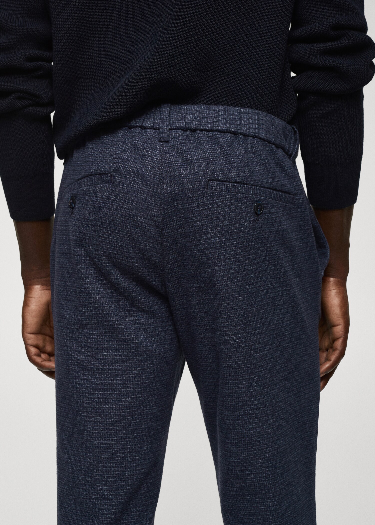 Slim-fit cotton micro-houndstooth slim-fit pants - Details of the article 4