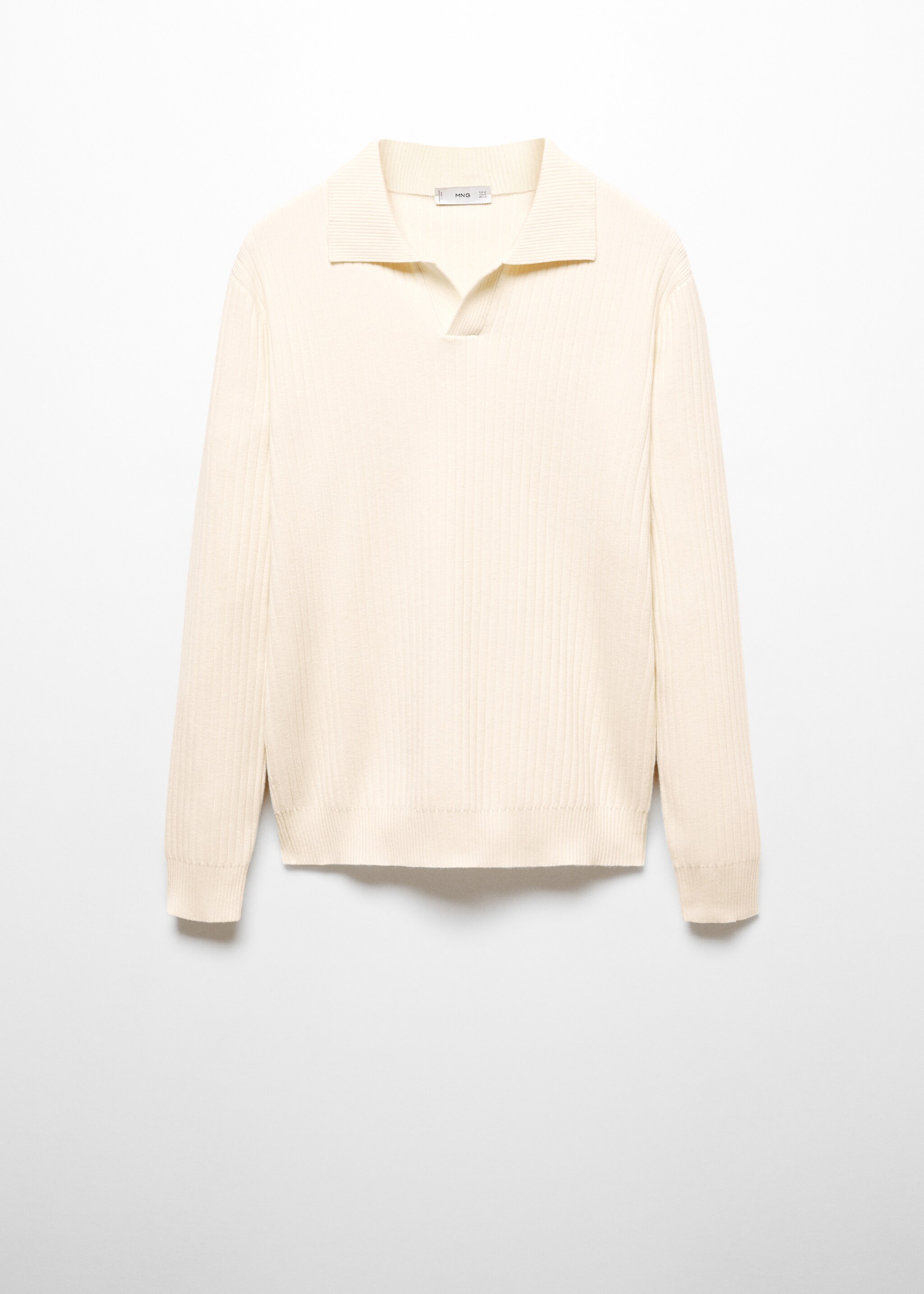 Fine rib-knit polo shirt - Article without model, Off White. Ref: 57035957-00.