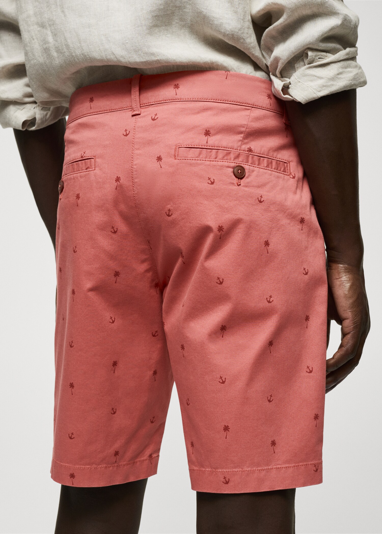 Slim-fit cotton micro-print bermuda shorts - Details of the article 4