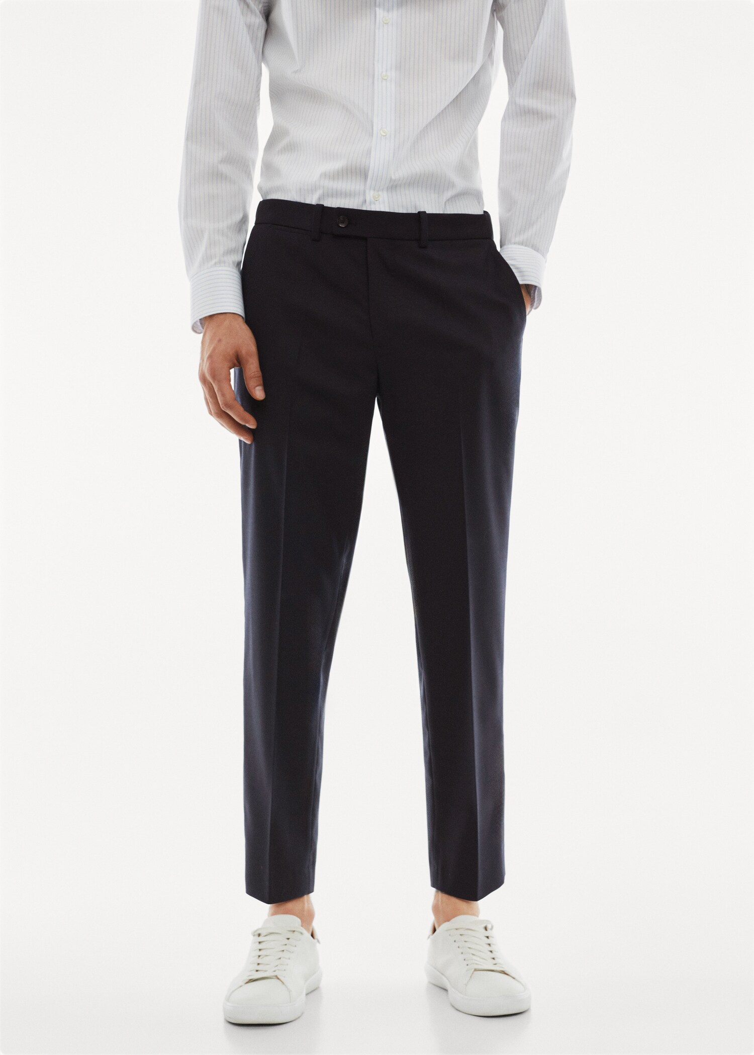 Stretch virgin wool suit trousers - Medium plane