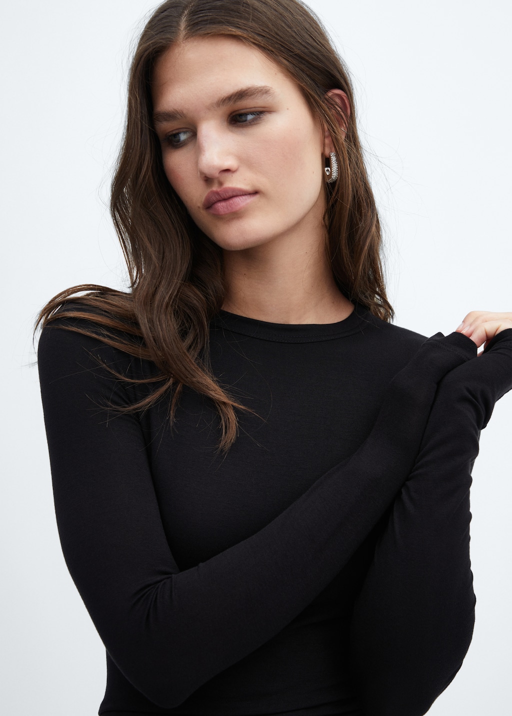 T shirt manche longue col rond femme sales