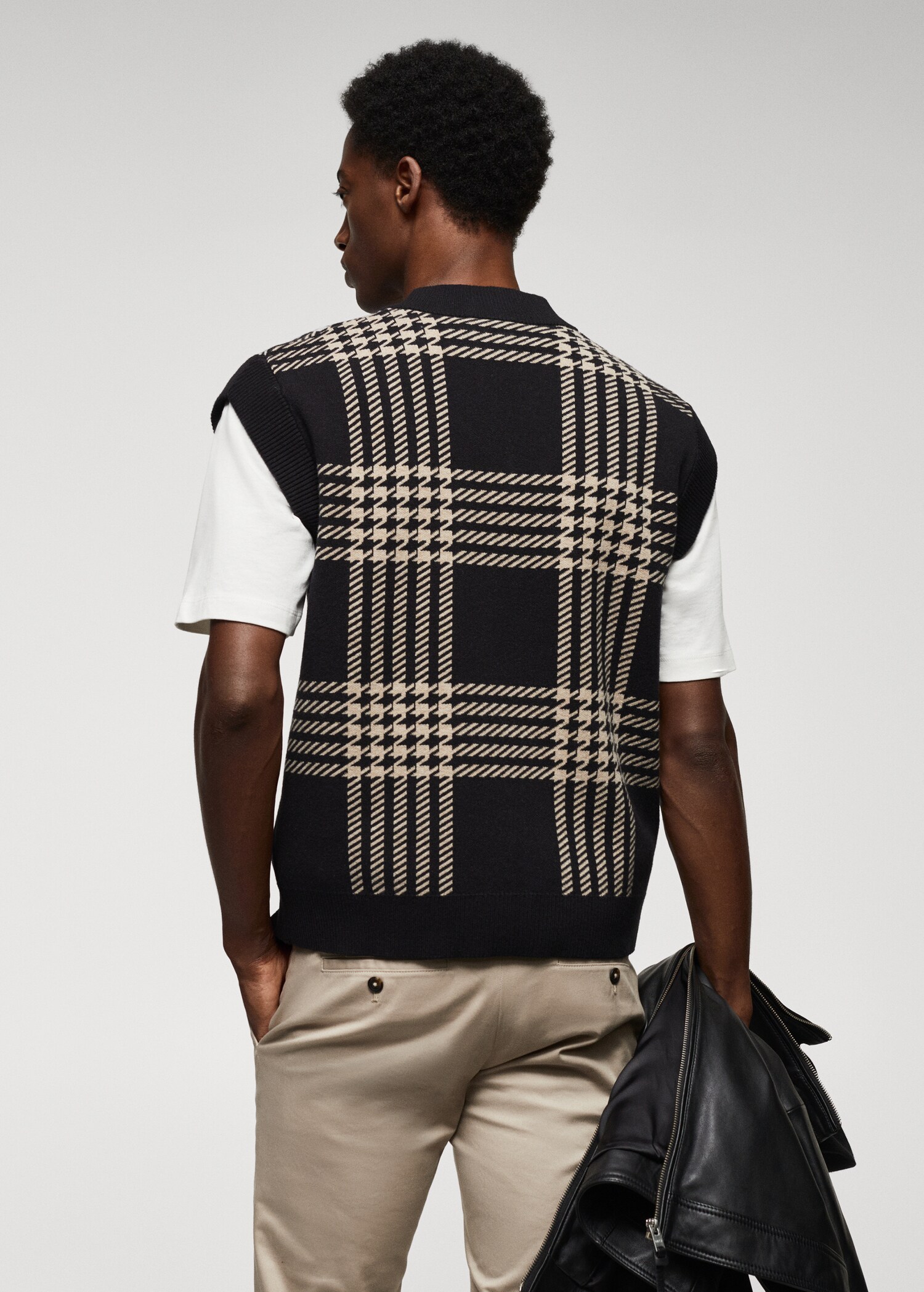 Gilet maille fine pied-de-poule - Verso de l’article