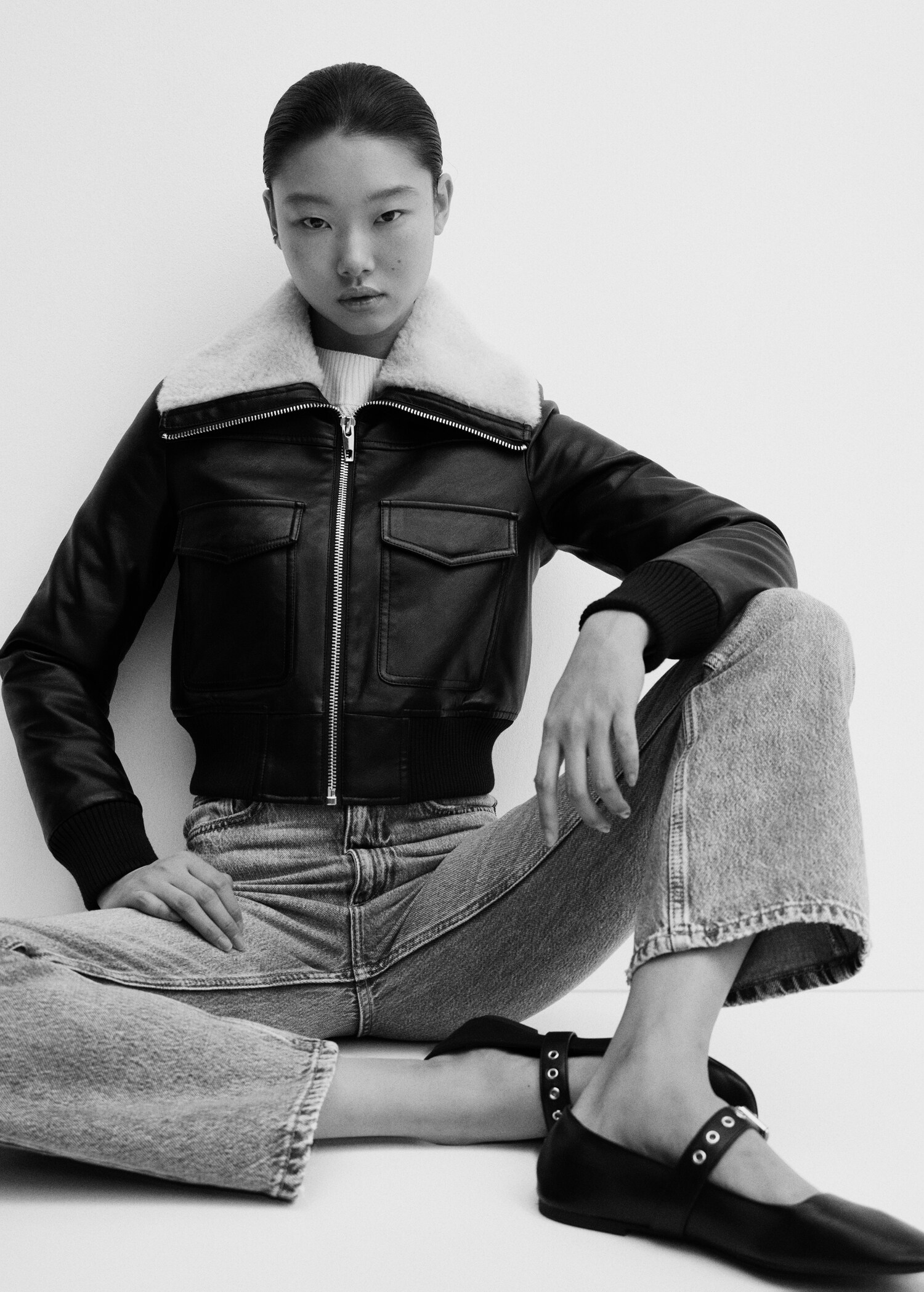 Shearling-lined bomber jacket - Details of the article 2