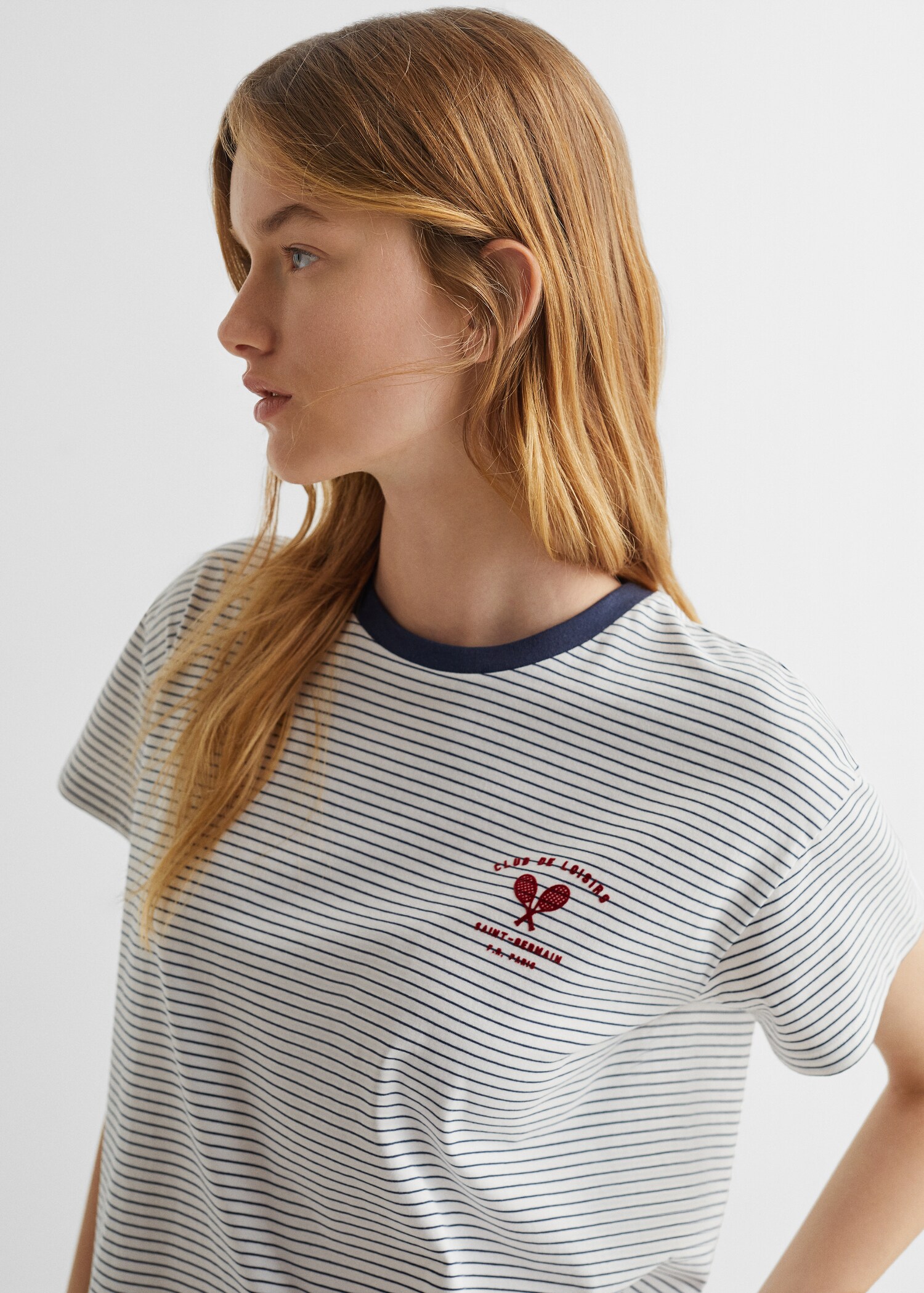 T-shirt algodão riscas - Pormenor do artigo 1