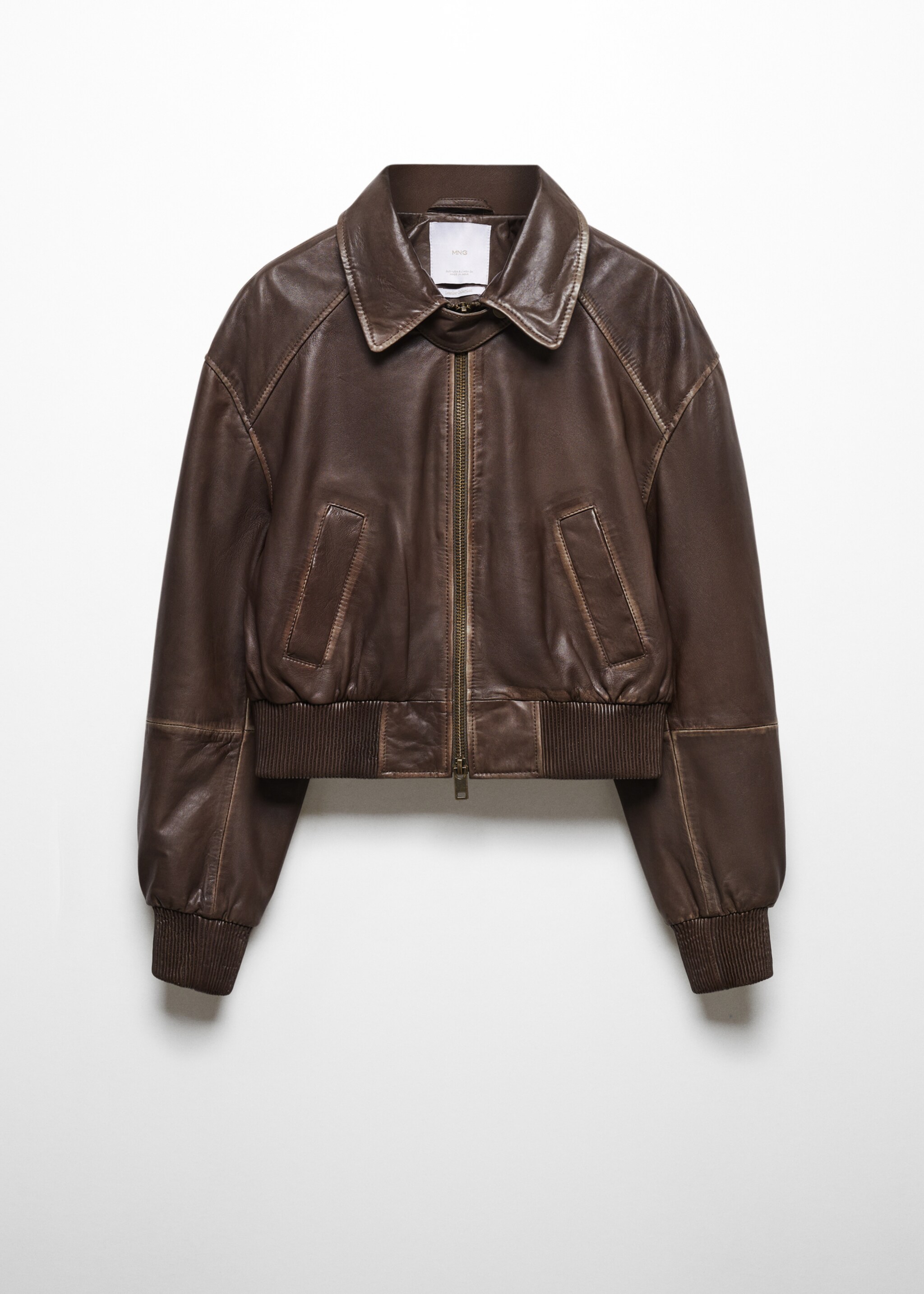 Leather bomber jacket with shearling collar - Details of the article 0