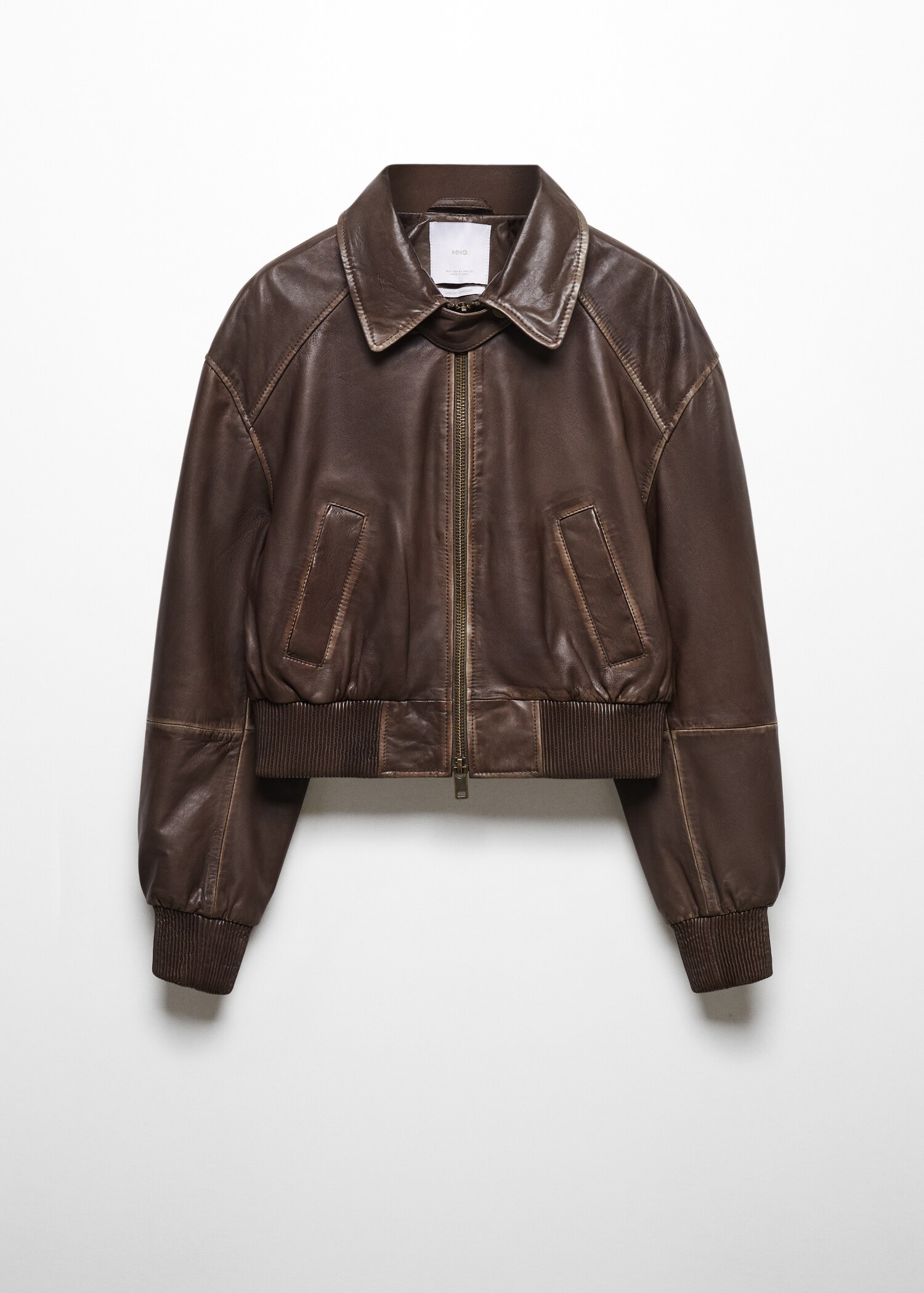 Leather bomber jacket with shearling collar - Details of the article 0