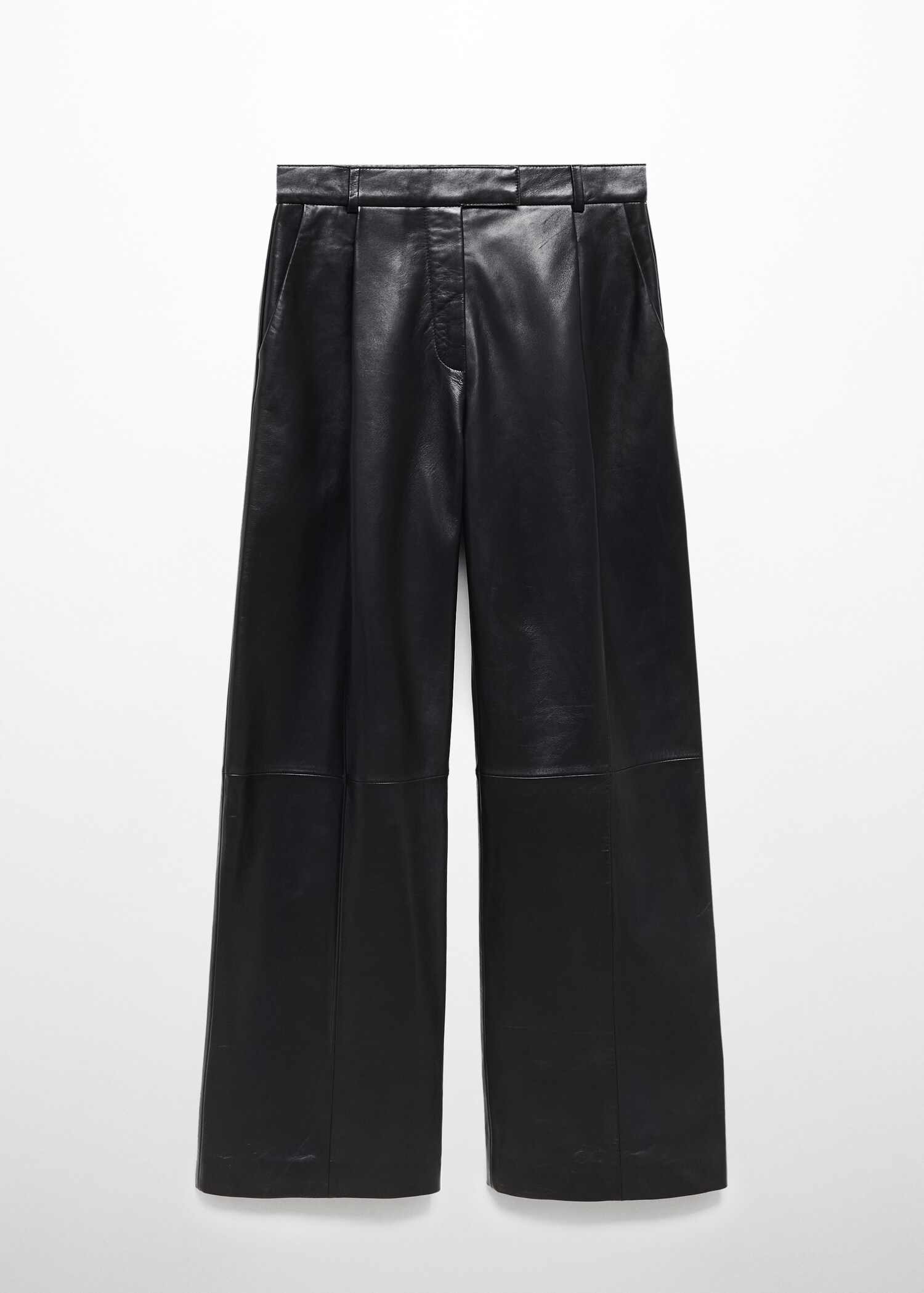 High-waist straight leather trousers - Article without model