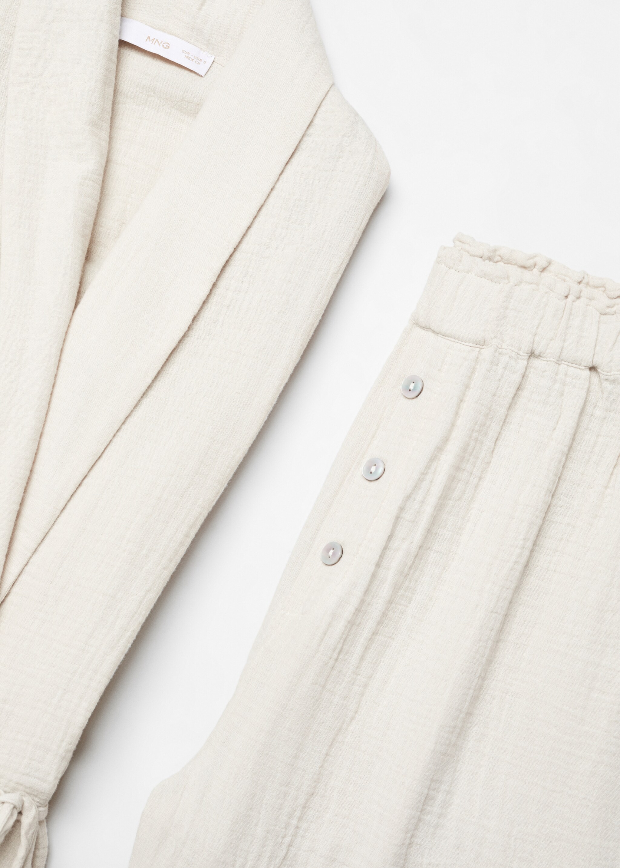 Cotton gauze pyjama shirt - Details of the article 8, Beige. Ref: 57036018-00.