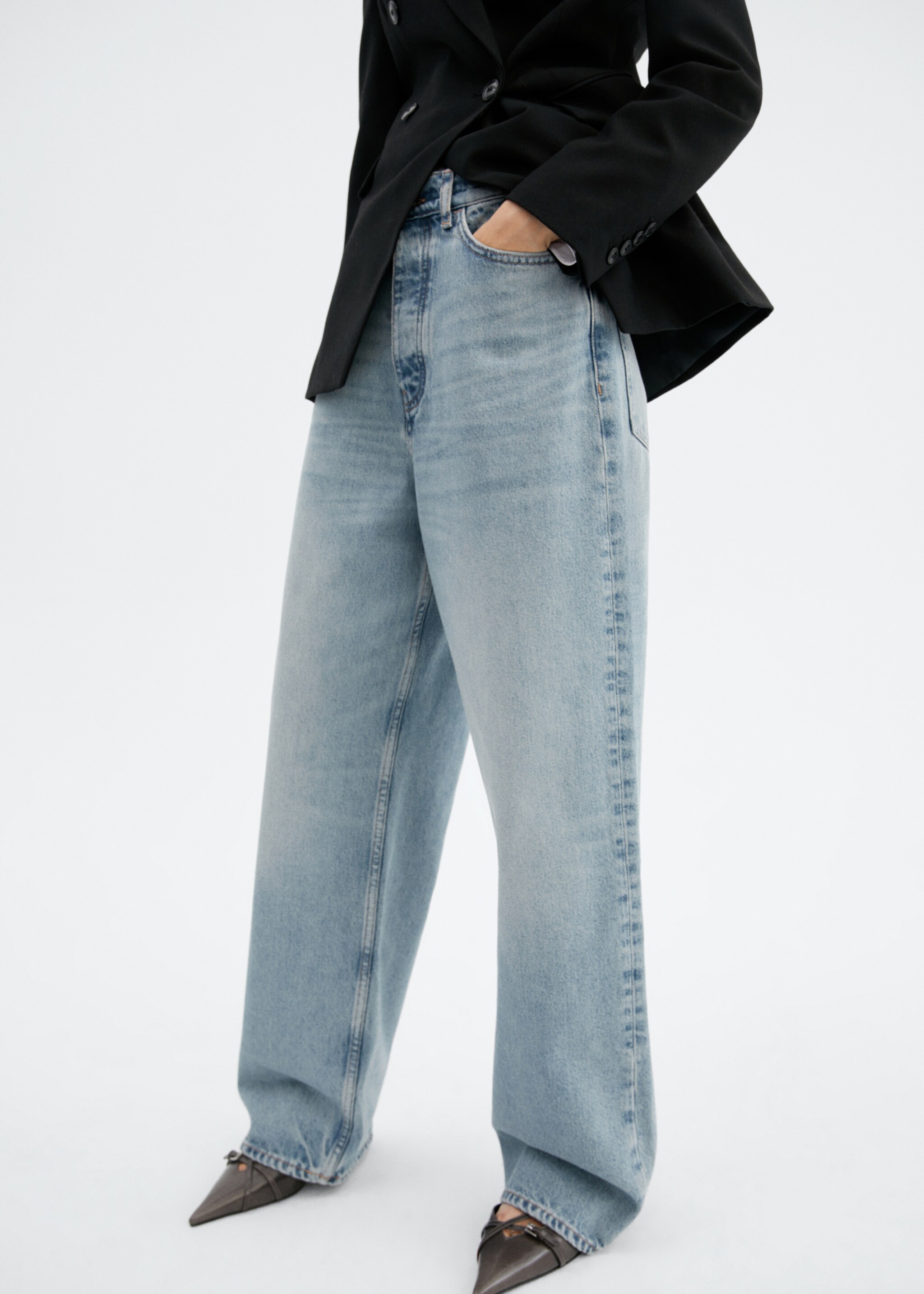 Wide leg mid-rise jeans - Medium plane, Medium Vintage Blue. Ref: 57036020-00.