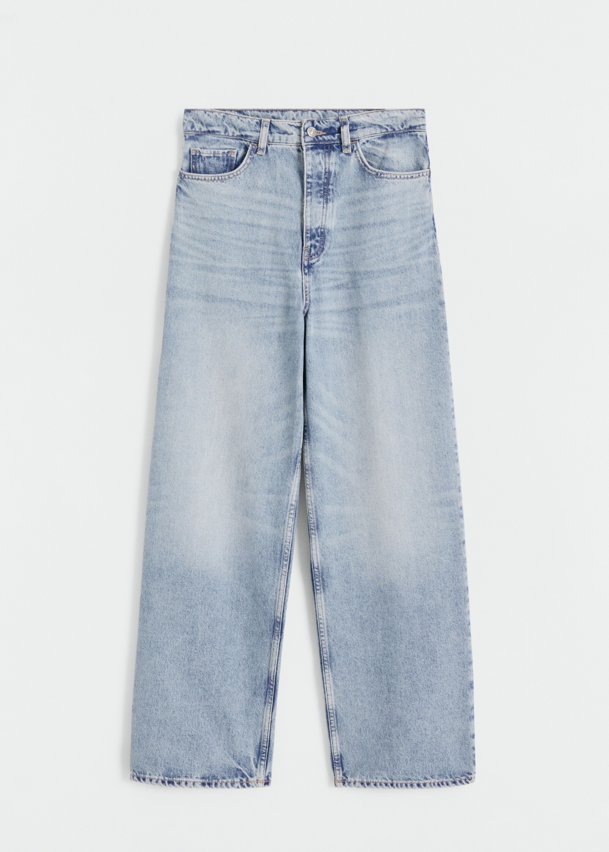 Wide leg mid-rise jeans - Article without model, Medium Vintage Blue. Ref: 57036020-00.
