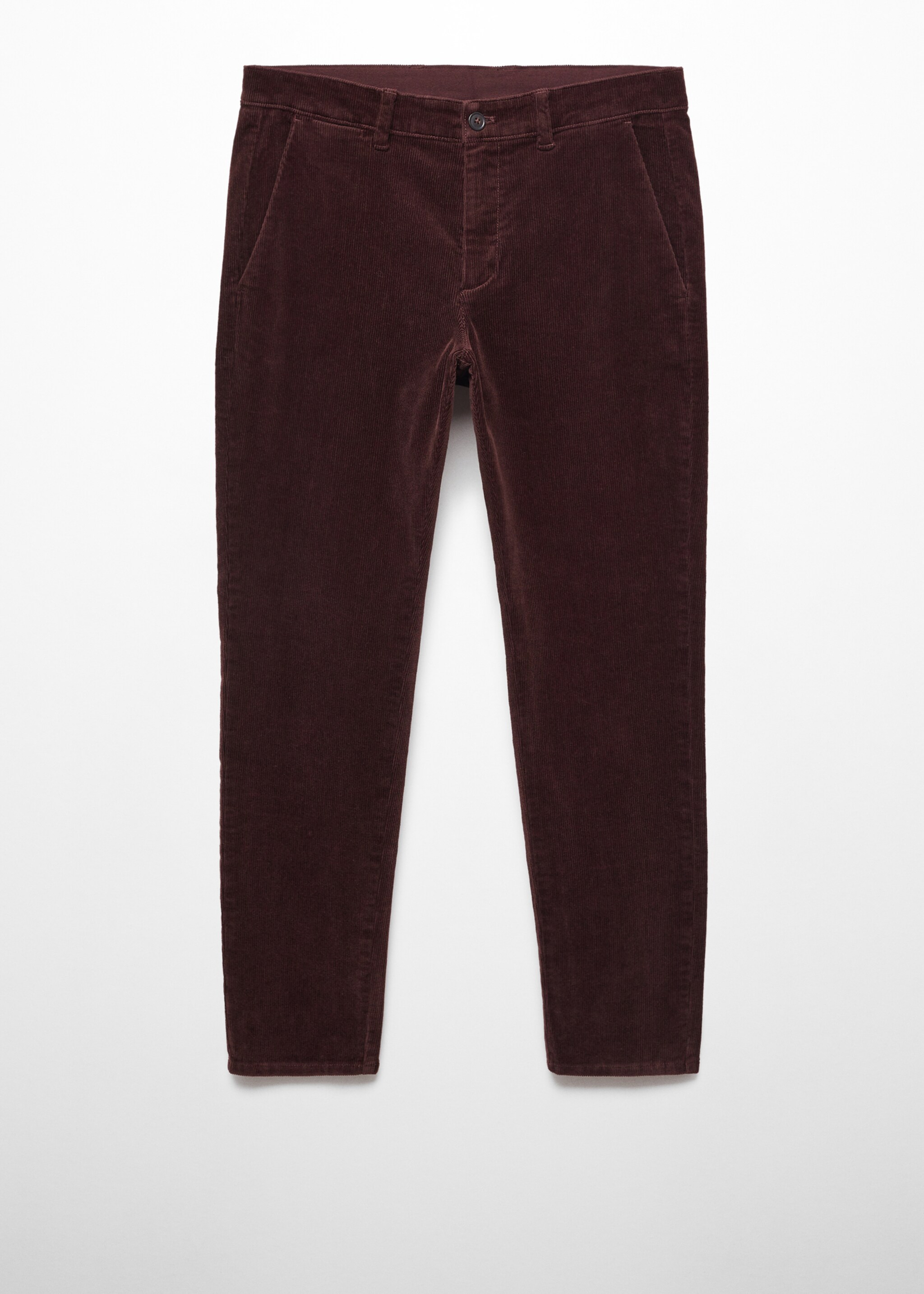 Corduroy slim-fit cropped trousers - Article without model, Wine. Ref: 57036712-00.