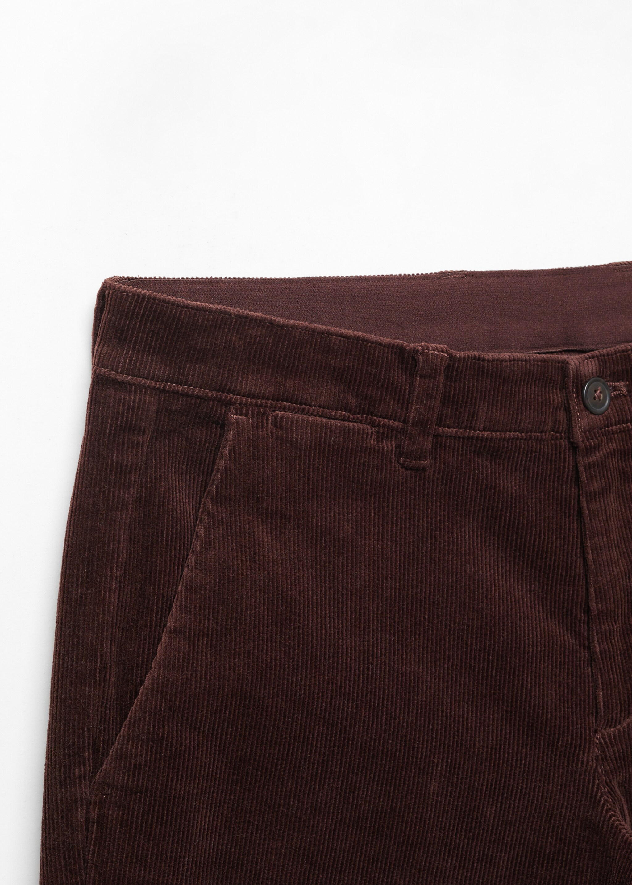 Corduroy slim-fit cropped trousers - Details of the article 8, Wine. Ref: 57036712-00.