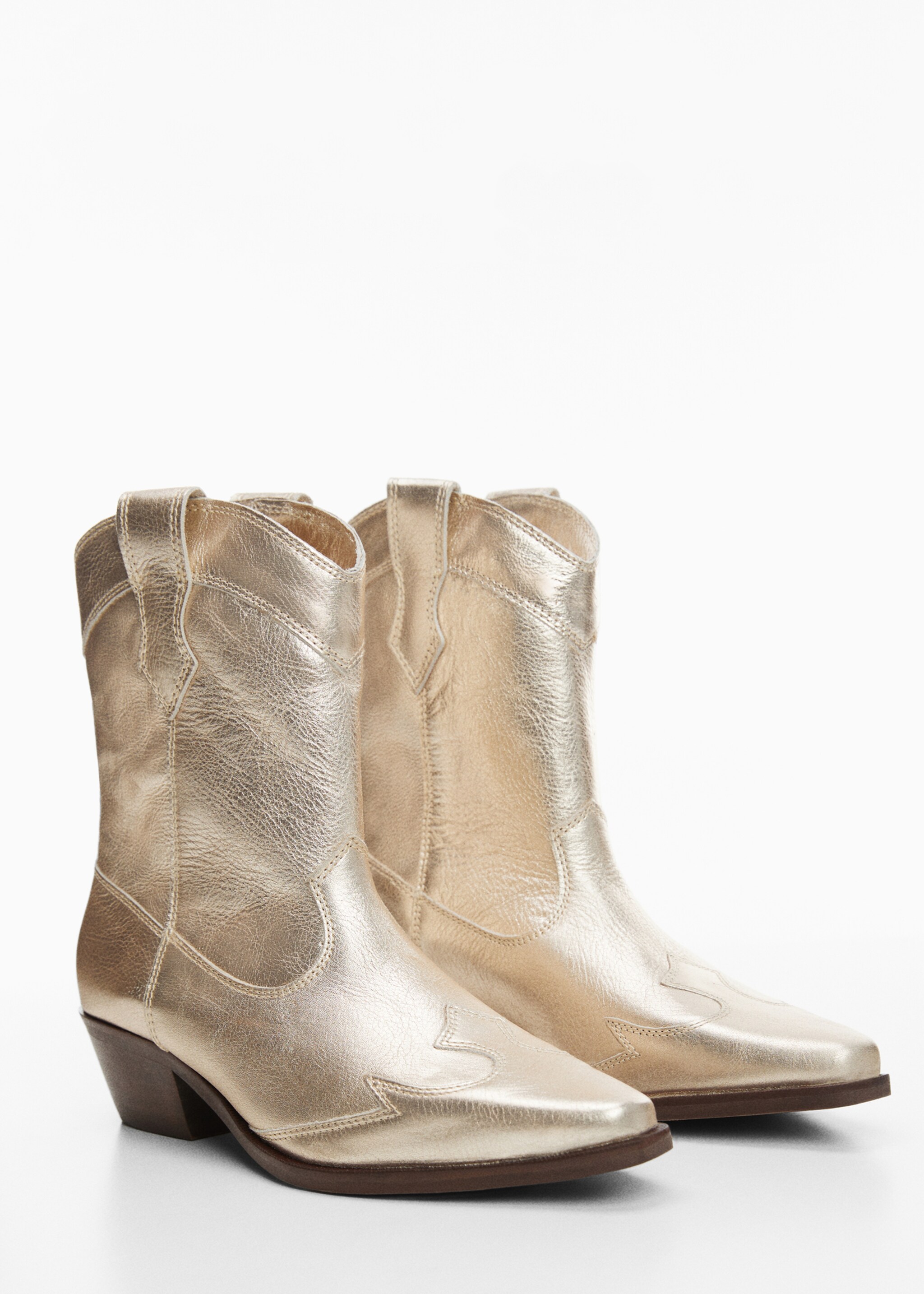 Botines pell cowboy - Pla mig, Daurat. Ref: 57037123-00.