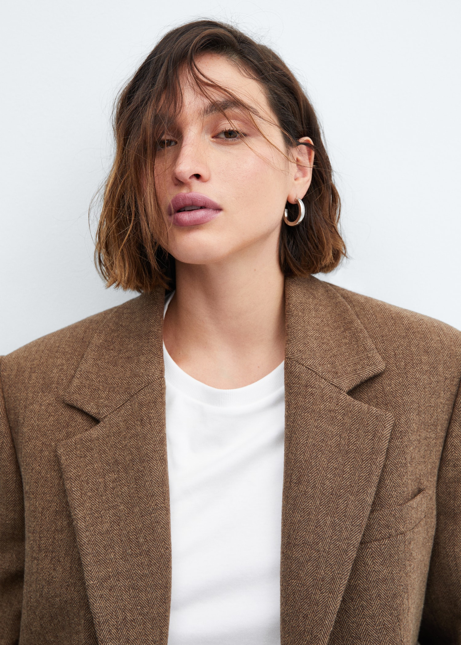 Herringbone wool-blend blazer Women MANGO OUTLET USA