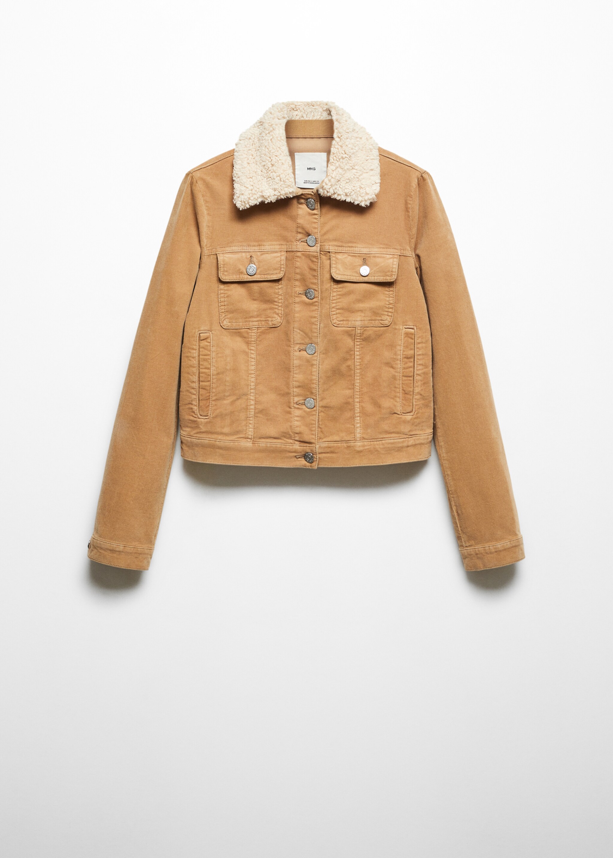 Corduroy jacket with shearling collar - Article without model, Medium Brown. Ref: 57037724-00.