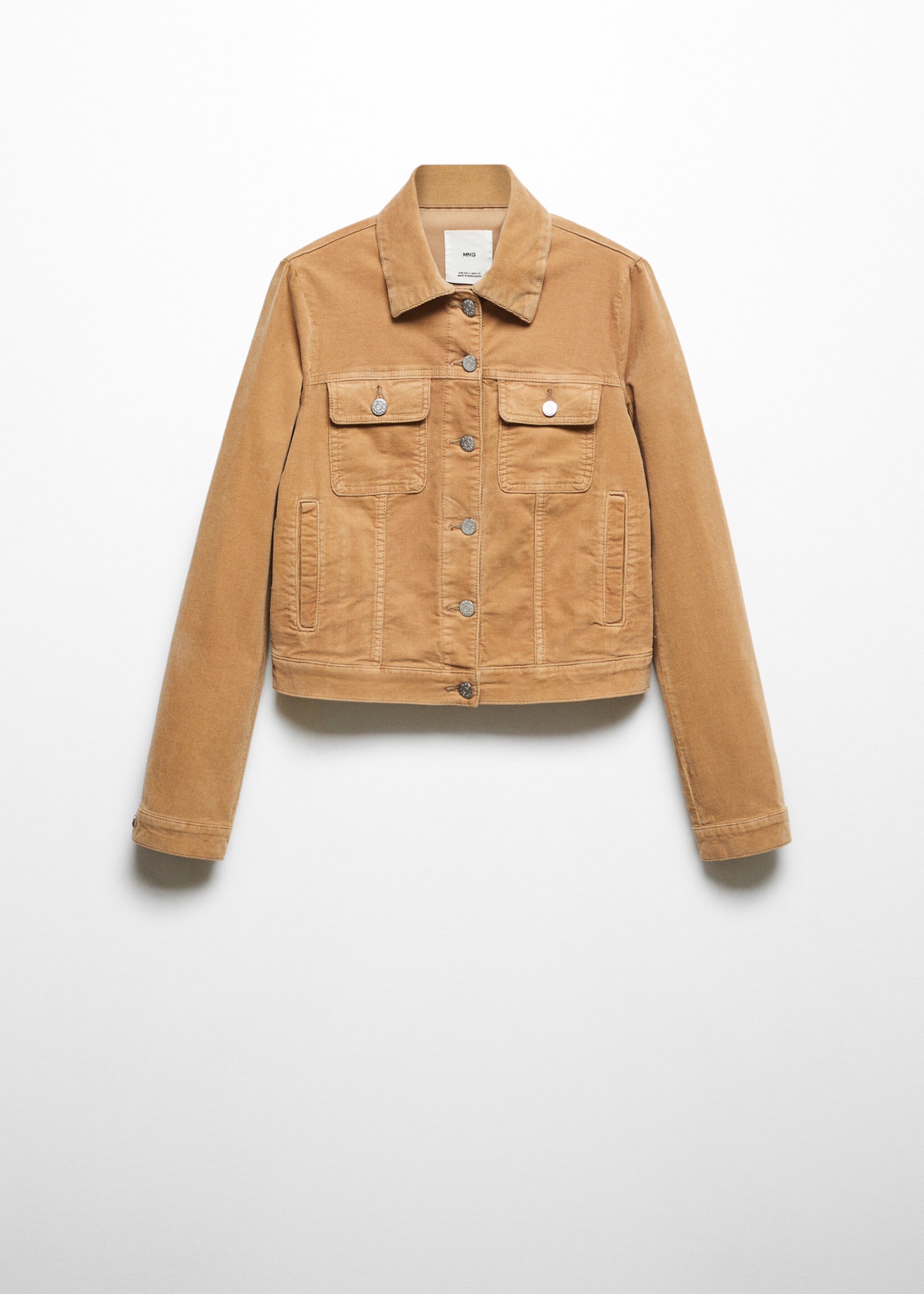 Corduroy jacket with shearling collar - Details of the article 8, Medium Brown. Ref: 57037724-00.