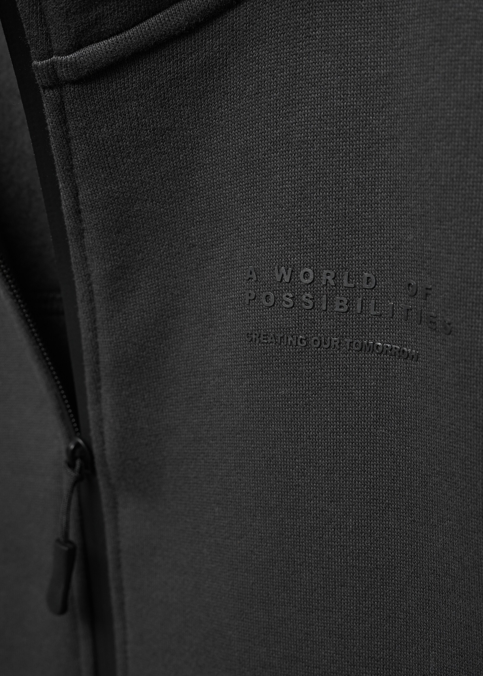 Zipped hoodie - Details of the article 8, Charcoal. Ref: 57037732-00.