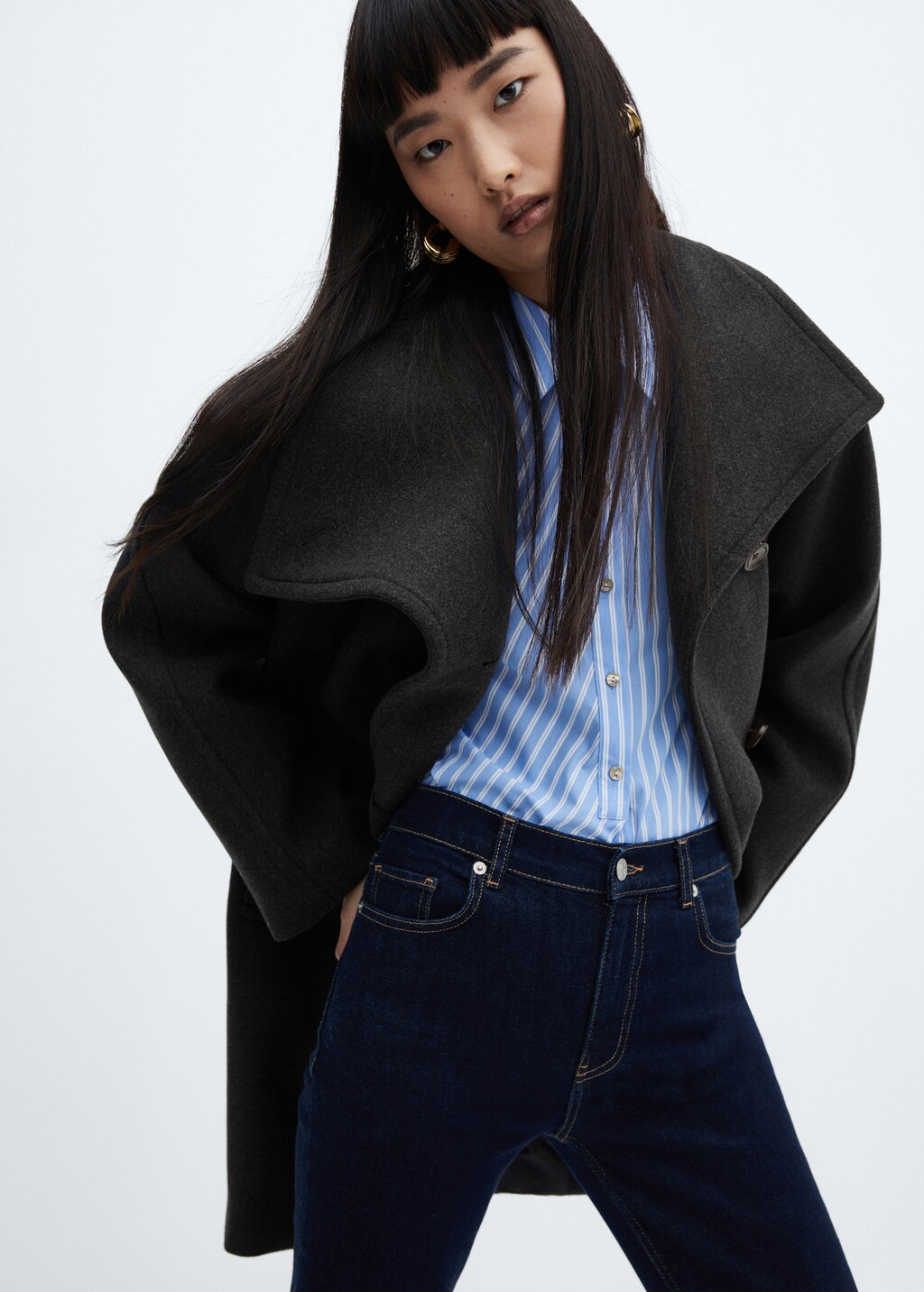 Wide lapel wool-blend coat - Women | MANGO OUTLET USA