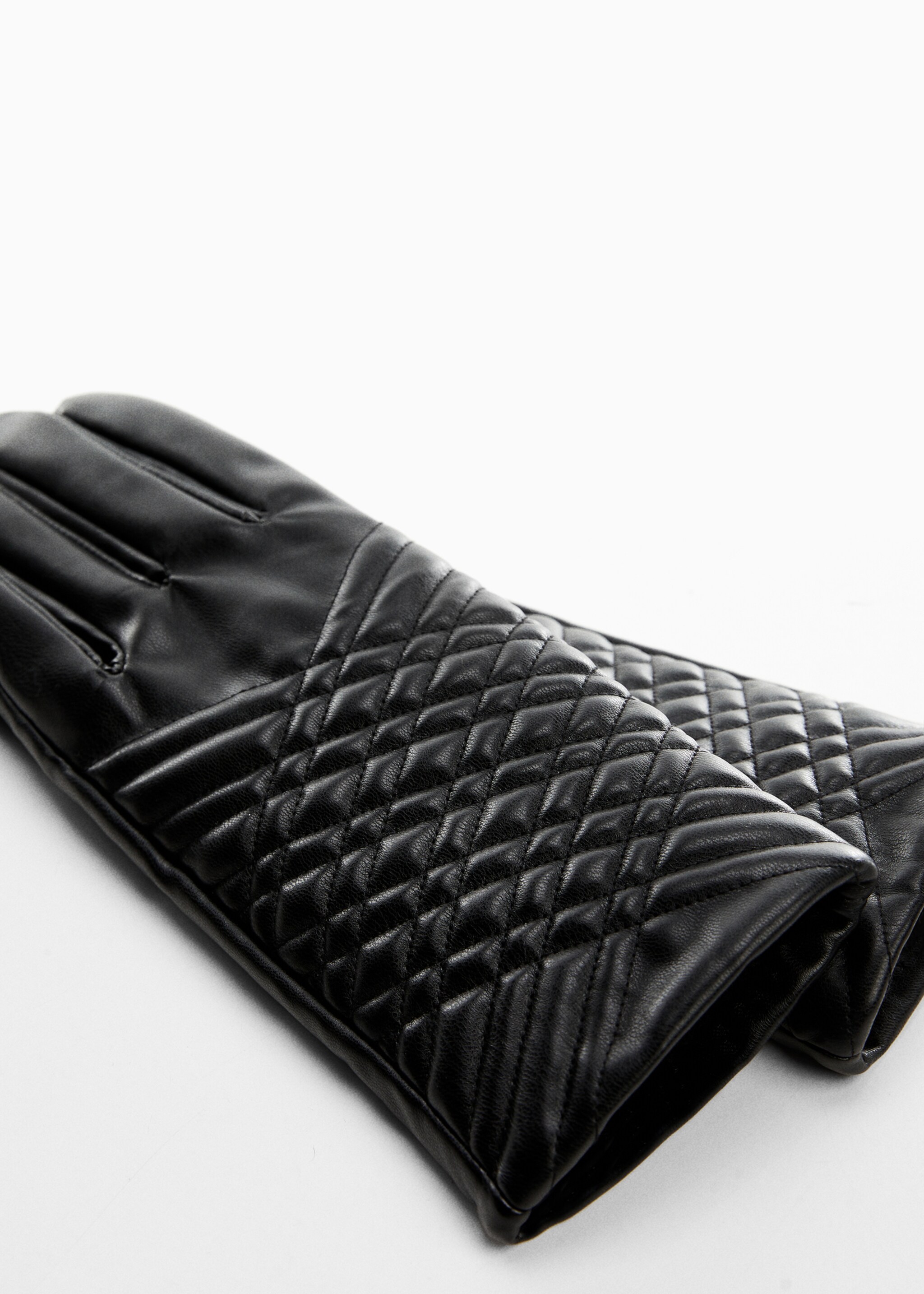 Padded leather-effect gloves - Medium plane